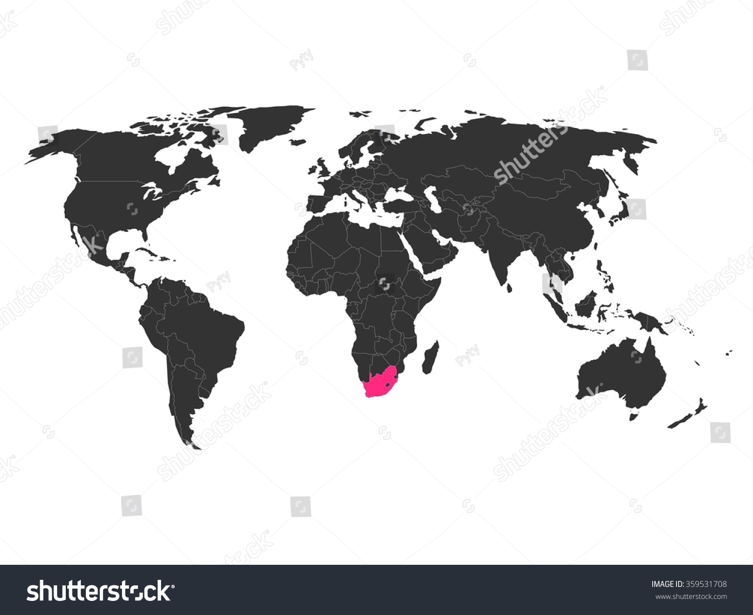 World Map With Africa Highlighted World Map Highlighted Republic South Africa Stock Vector (Royalty Free)  359531708 | Shutterstock