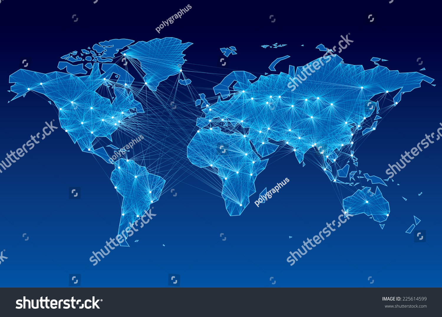 World Map With Nodes Linked By Lines. Eps8. Cmyk. Organized By Layers ...