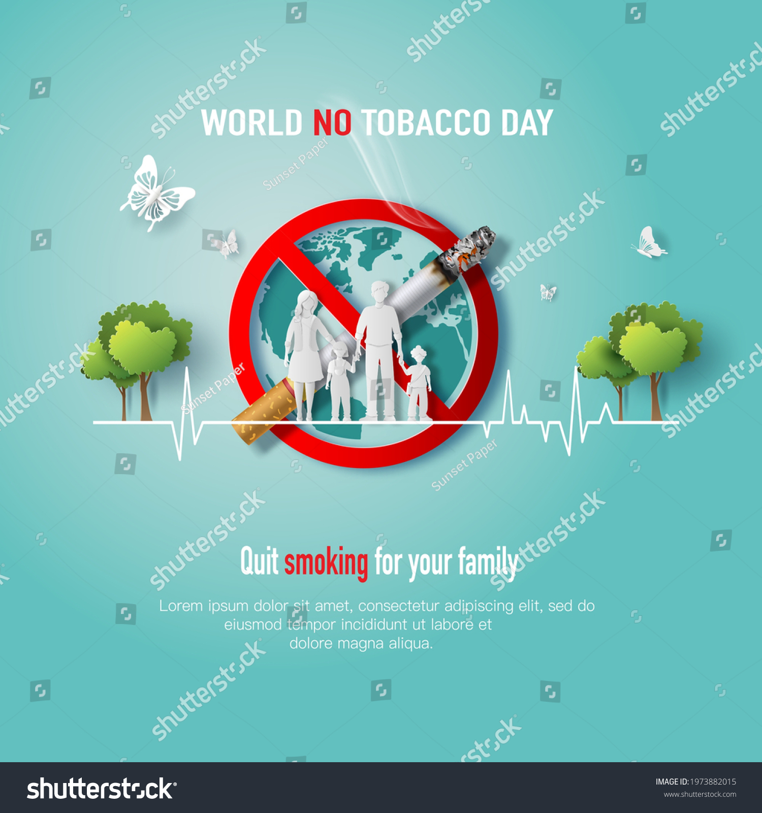 World No Tobacco Day Banner Design Stock Vector (Royalty Free