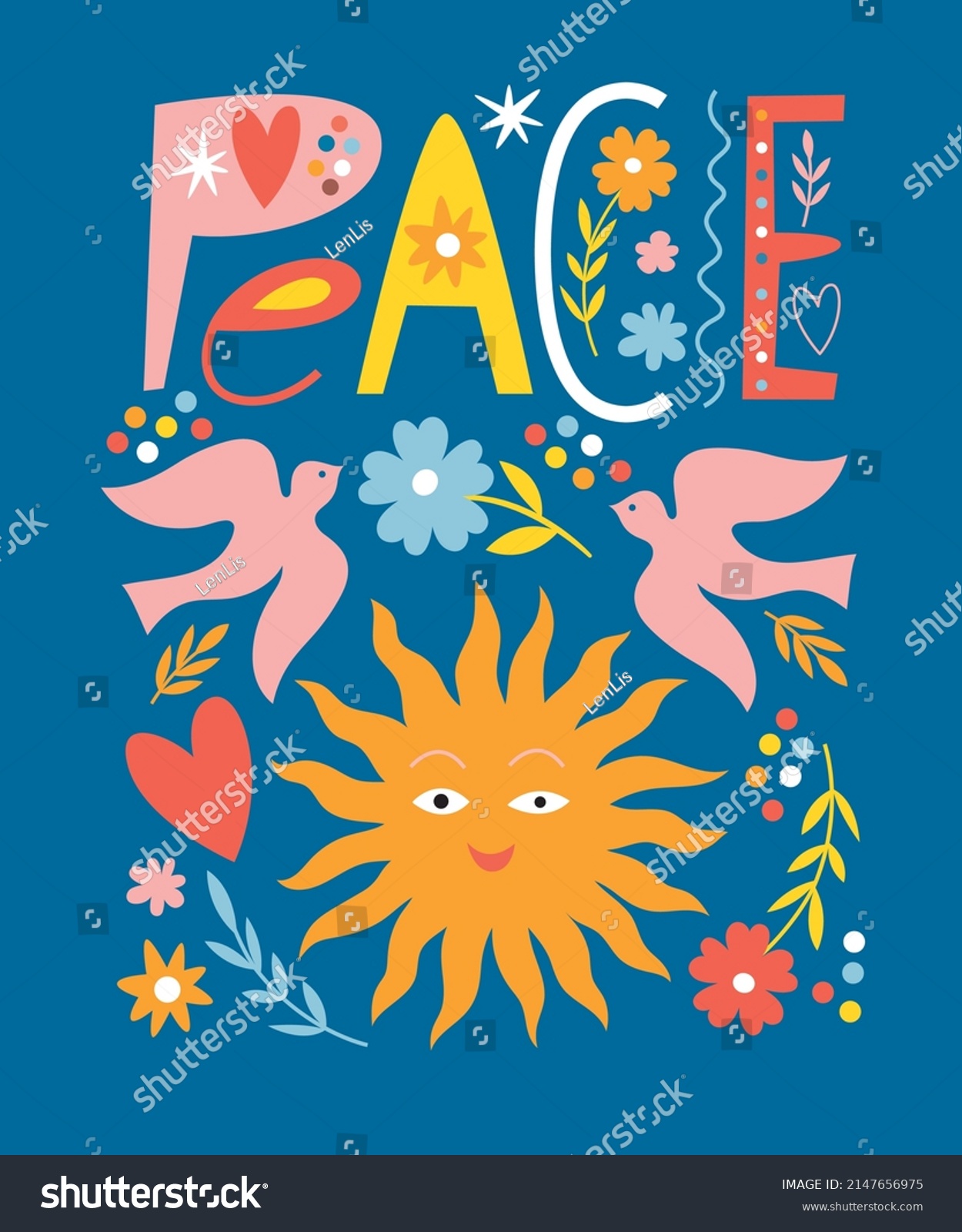 World Peace Poster Lettering Dove Peace Stock Vector Royalty Free 2147656975 Shutterstock 0988