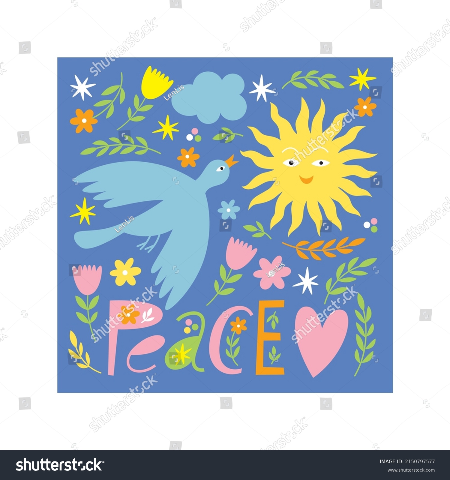 World Peace Poster Lettering Dove Peace Stock Vector Royalty Free 2150797577 Shutterstock 