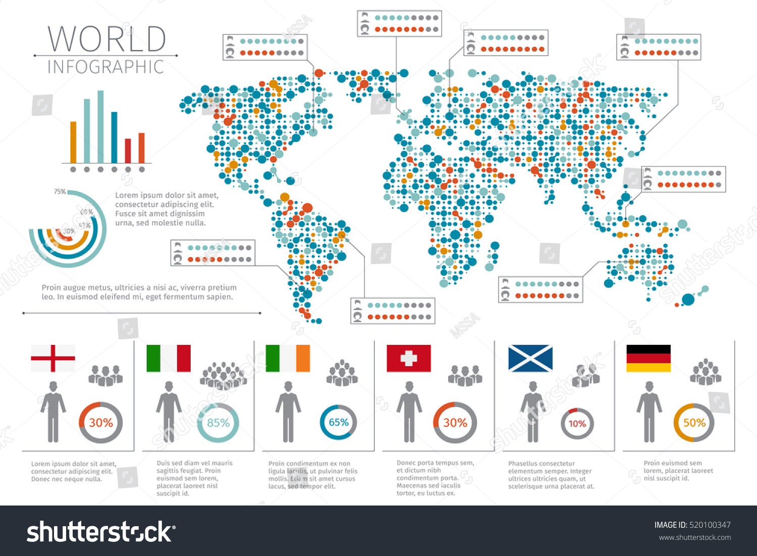 World People Infographics. Human Infographic On World Map Vector ...