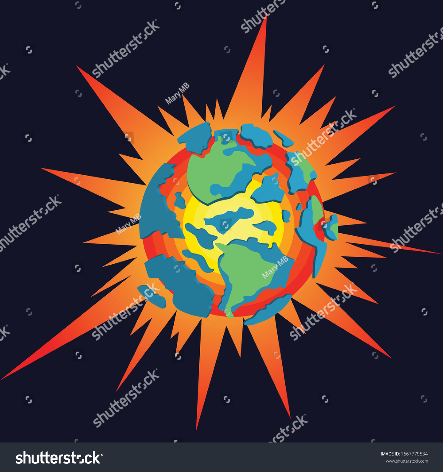 World Planet Earth Exploding Vector Illustration Stock Vector (Royalty ...