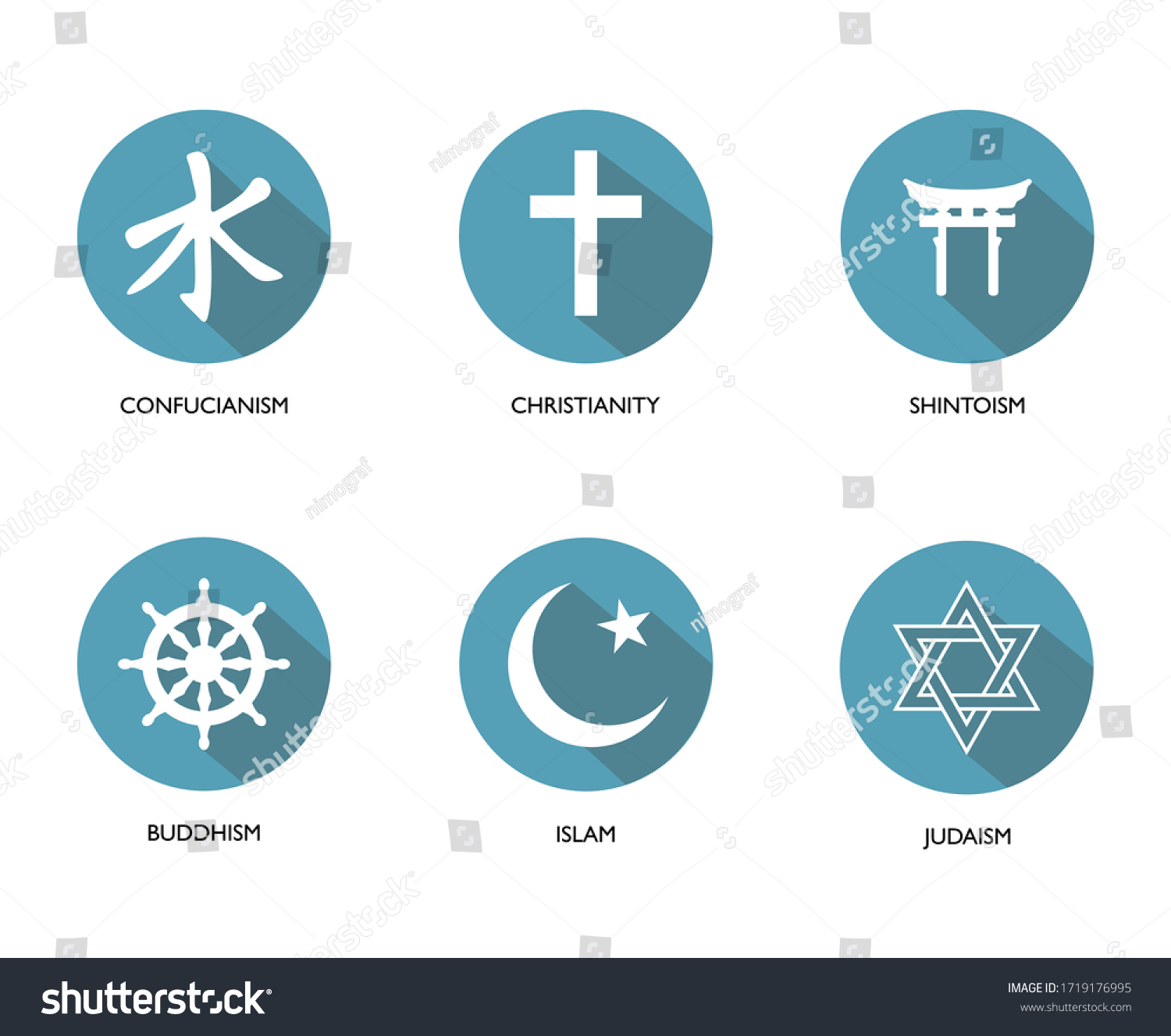 World Religion Symbols Signs Major Religious Stock Vector (Royalty Free ...