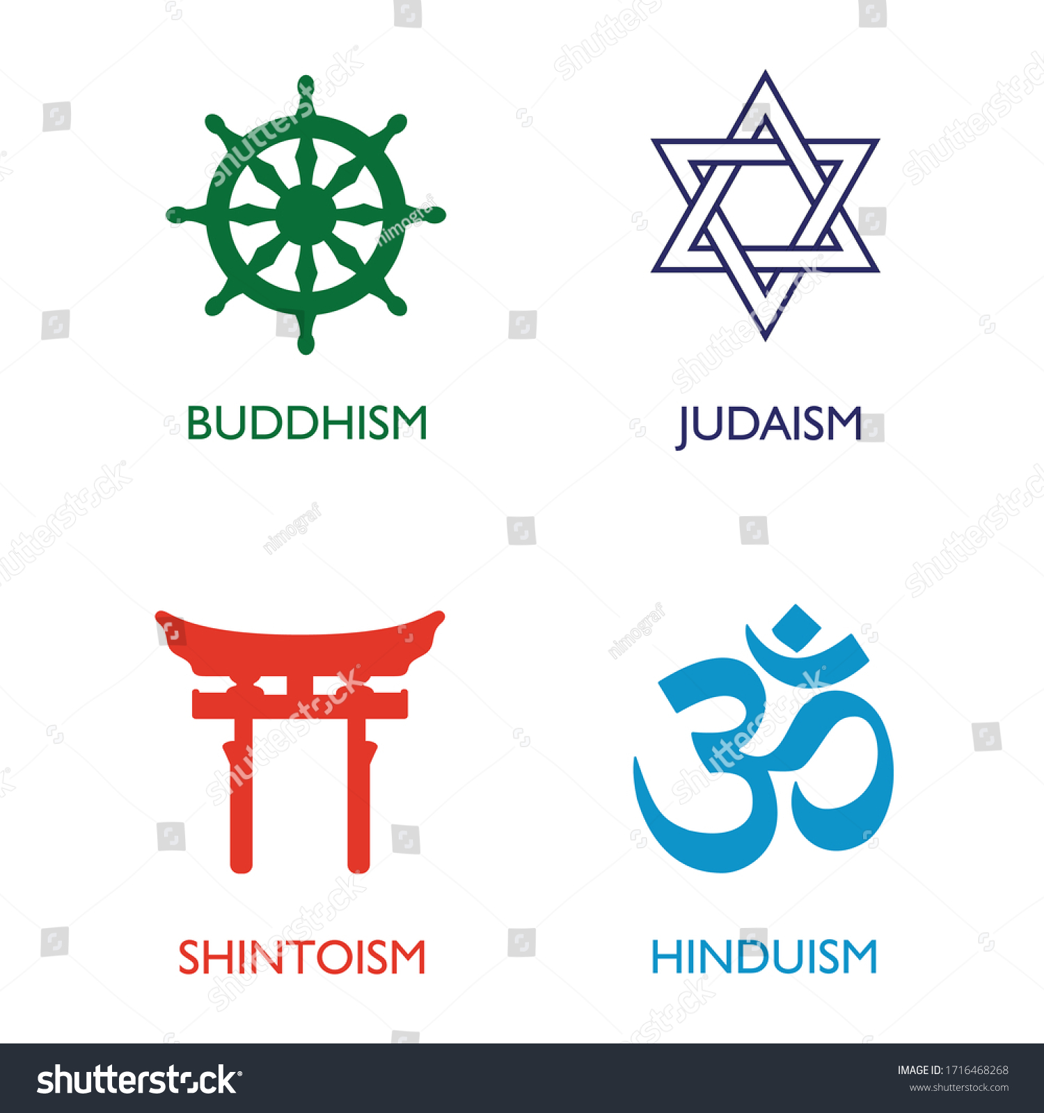 World Religion Symbols Signs Major Religious Stock Vector Royalty Free 1716468268 3319