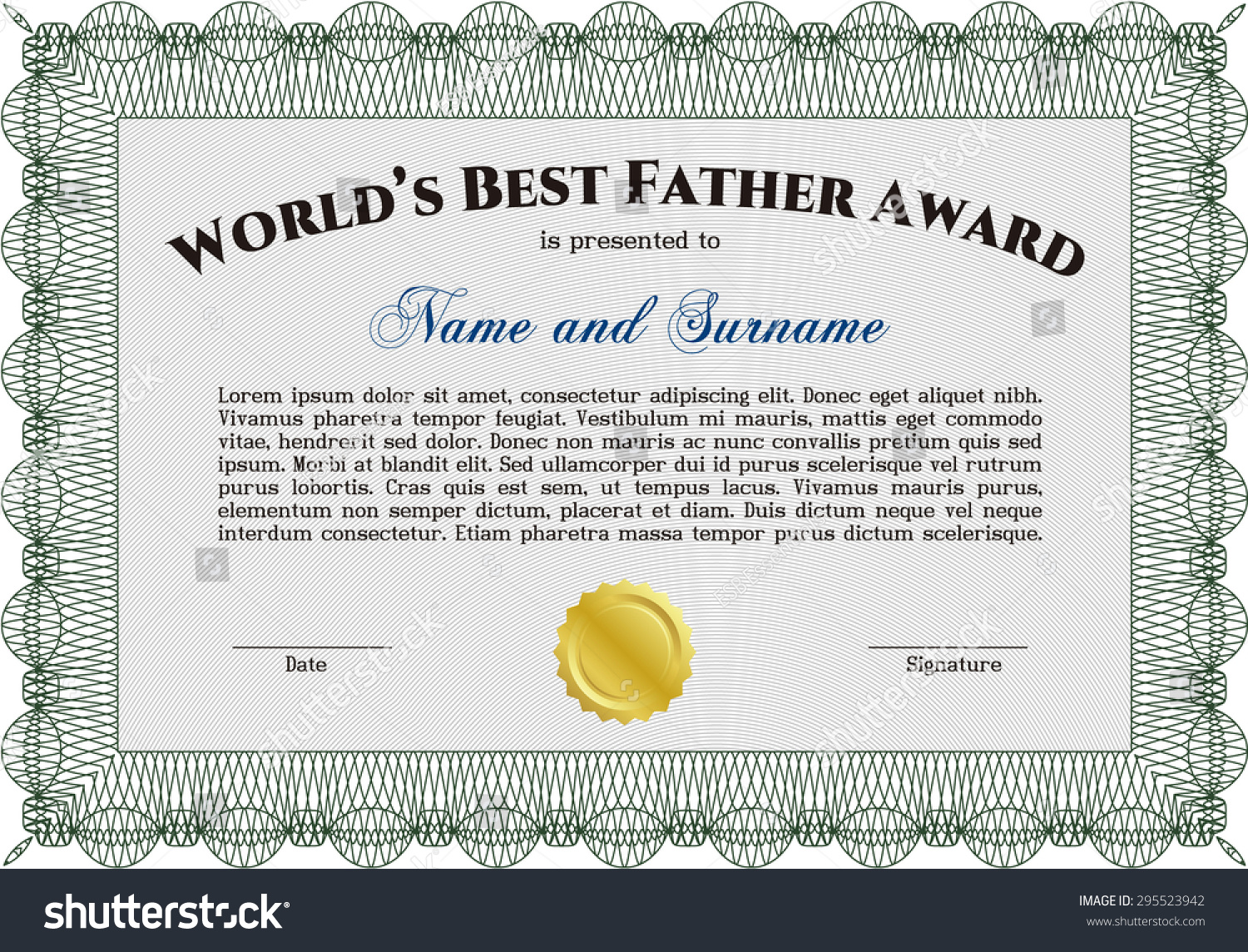 worlds best father award template great stock vector royalty free