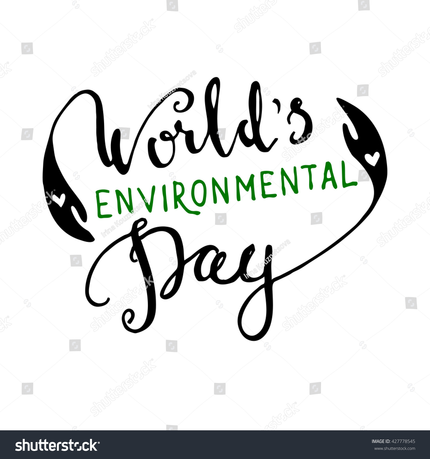 World'S Environmental Day Background. Modern Brush Calligraphy. Hand ...