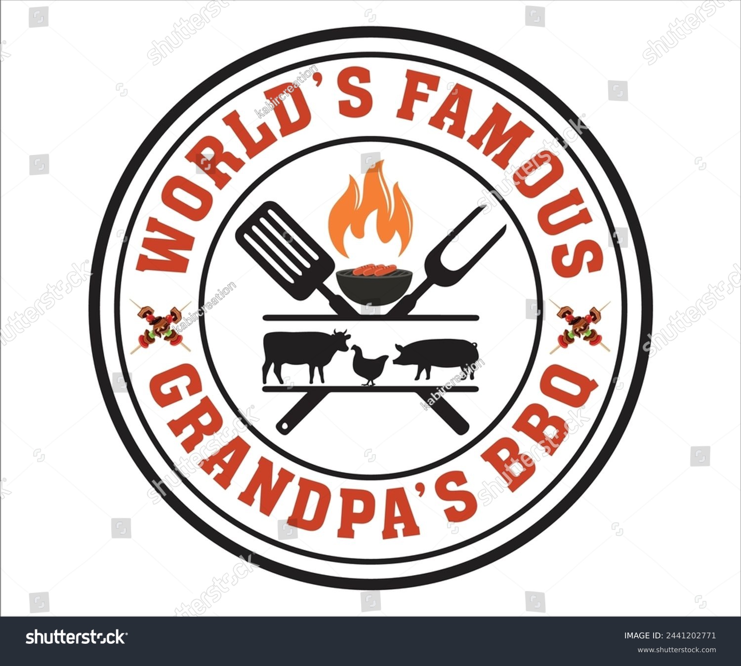SVG of World’s Famous Grandpa’s Bbq T-shirt, Barbeque Svg,Kitchen Svg,BBQ design, Barbeque party, Funny Barbecue Quotes, Cut File for Cricut svg