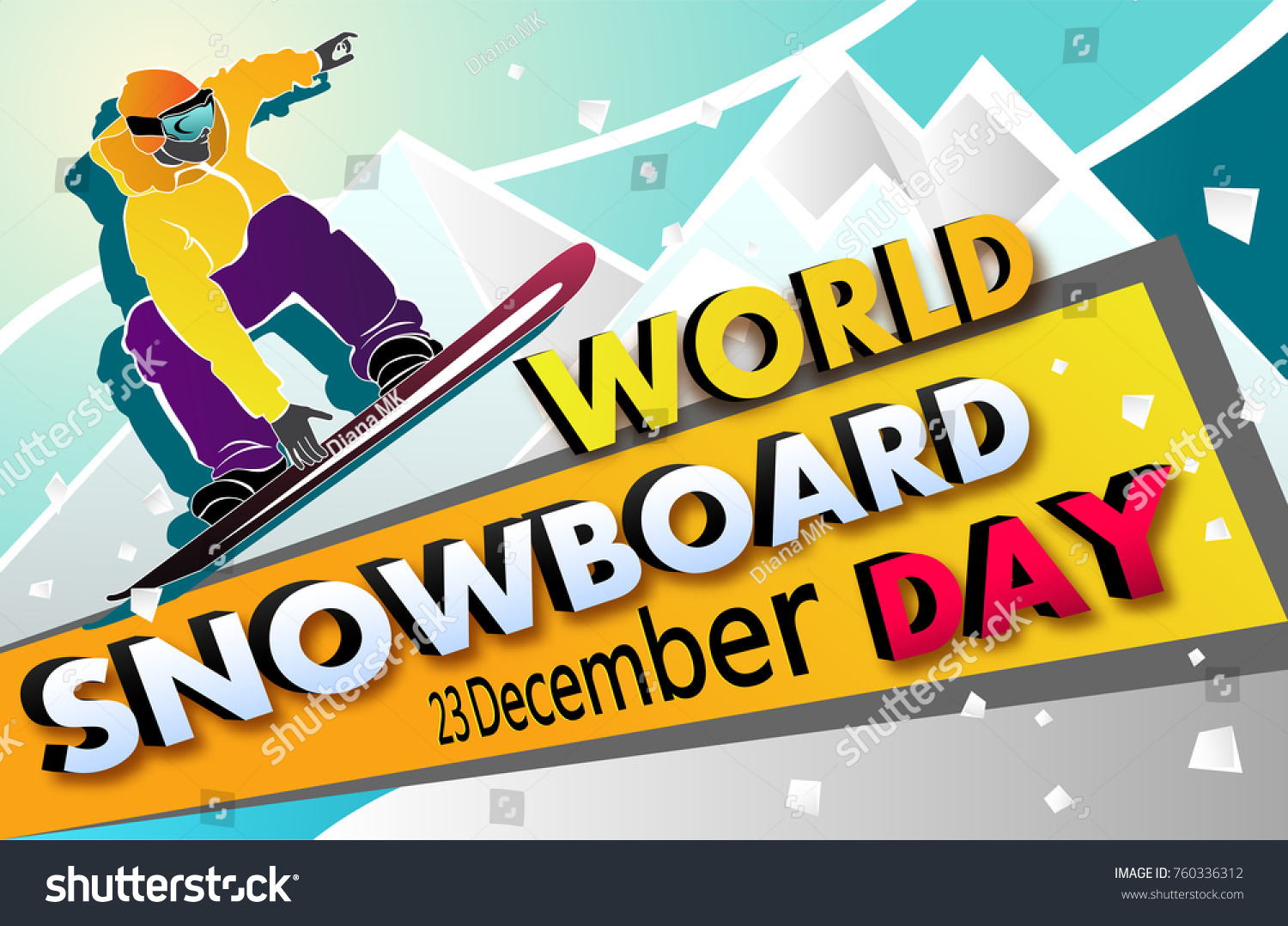 SVG of World Snowboard Day Vector banner. Man on Snowboard. Freerider in the mountains for your design svg