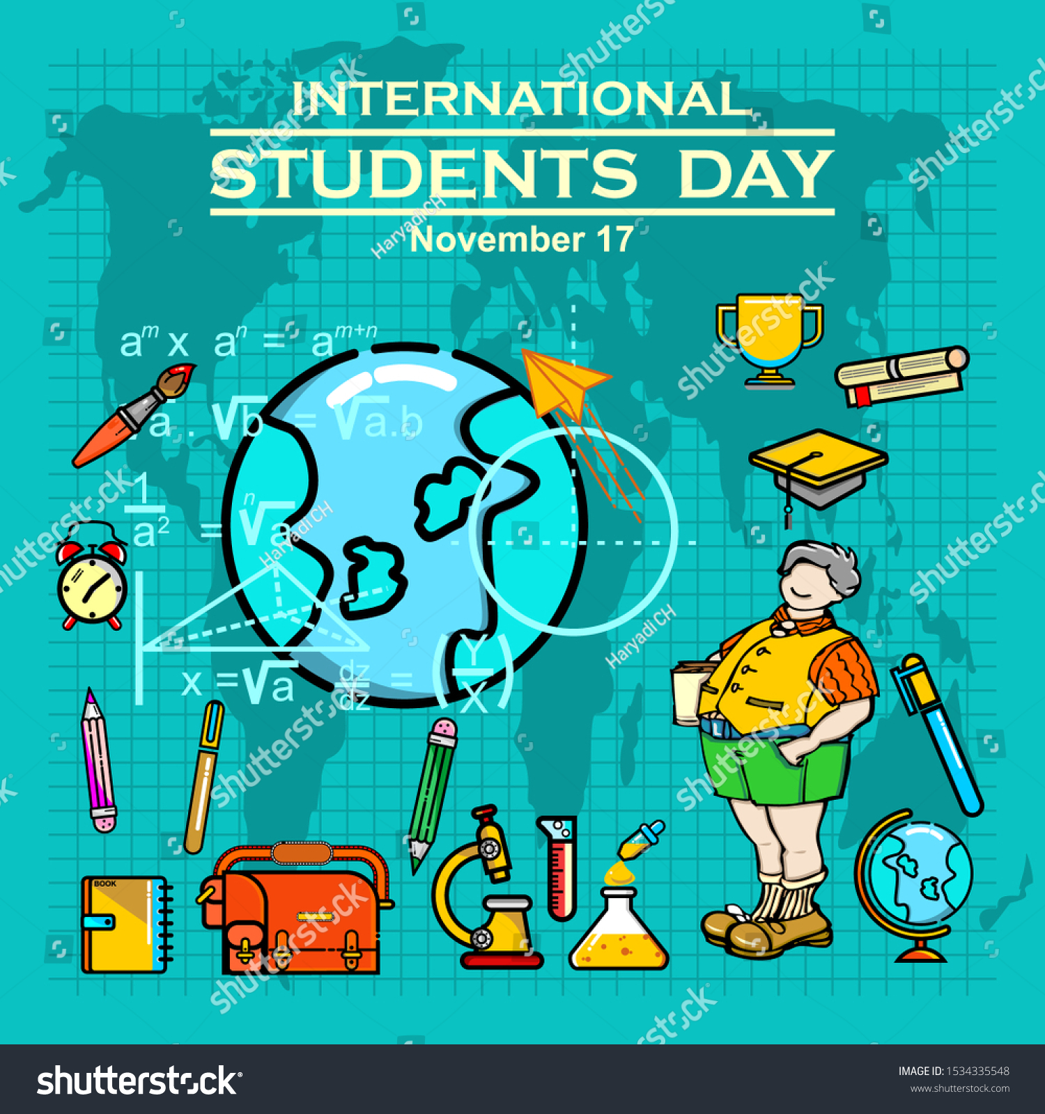 World Student Day Concept Poster Banner vector de stock (libre de