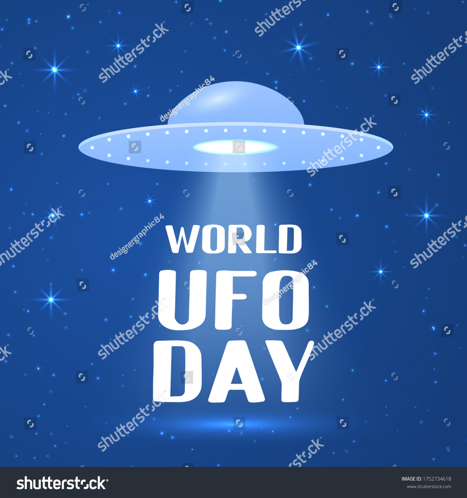 World Ufo Day Lettering Flying Saucer Stock Vector (Royalty Free ...