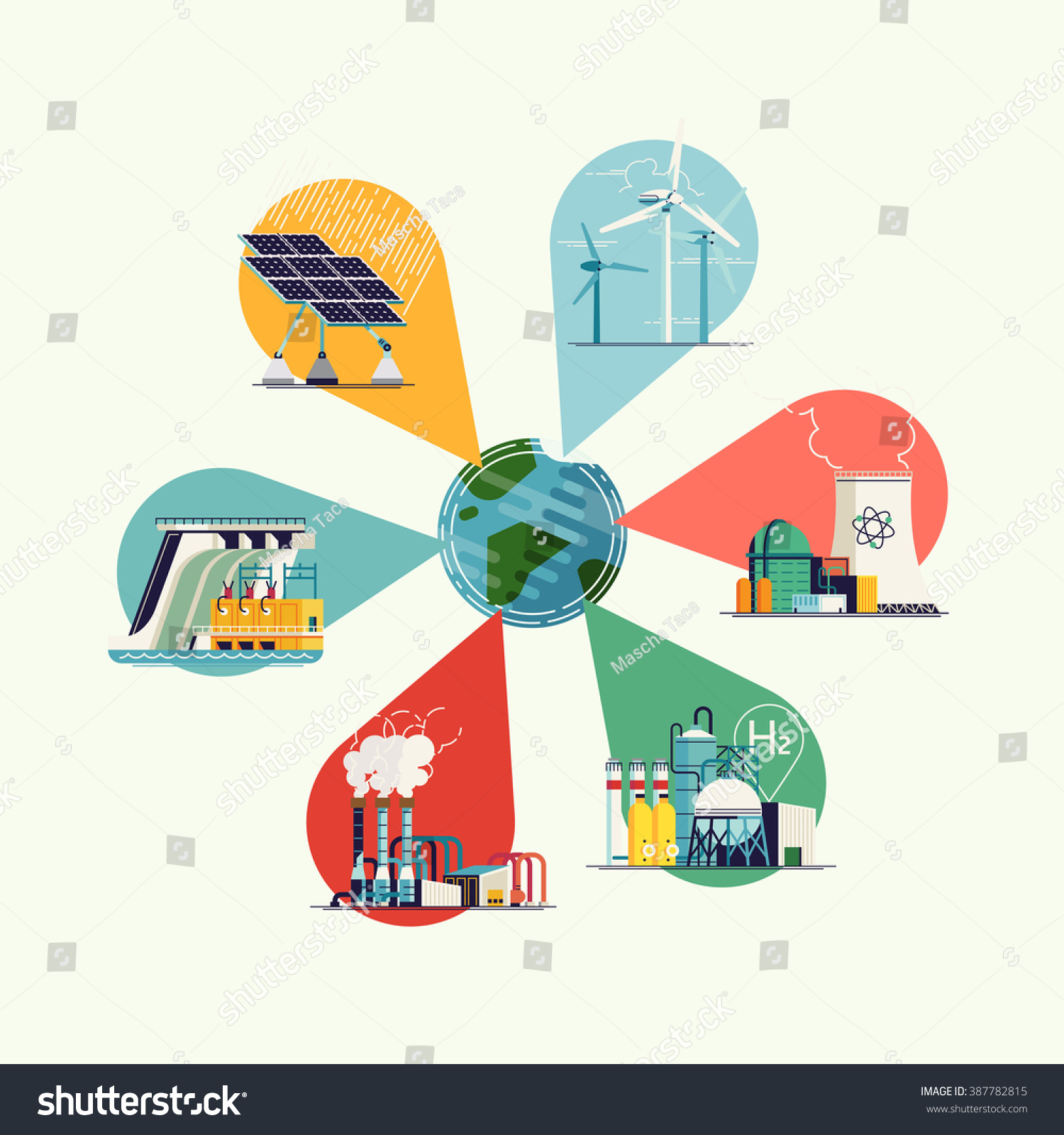 World Usage Of Power Sources Infographic Template. Cool Vector Flat ...