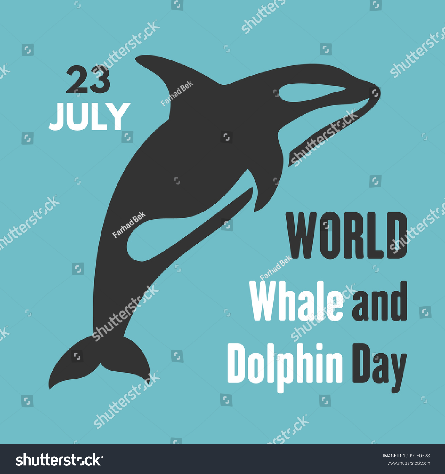 World Whale Dolphin Day Greeting Card Stock Vector (Royalty Free