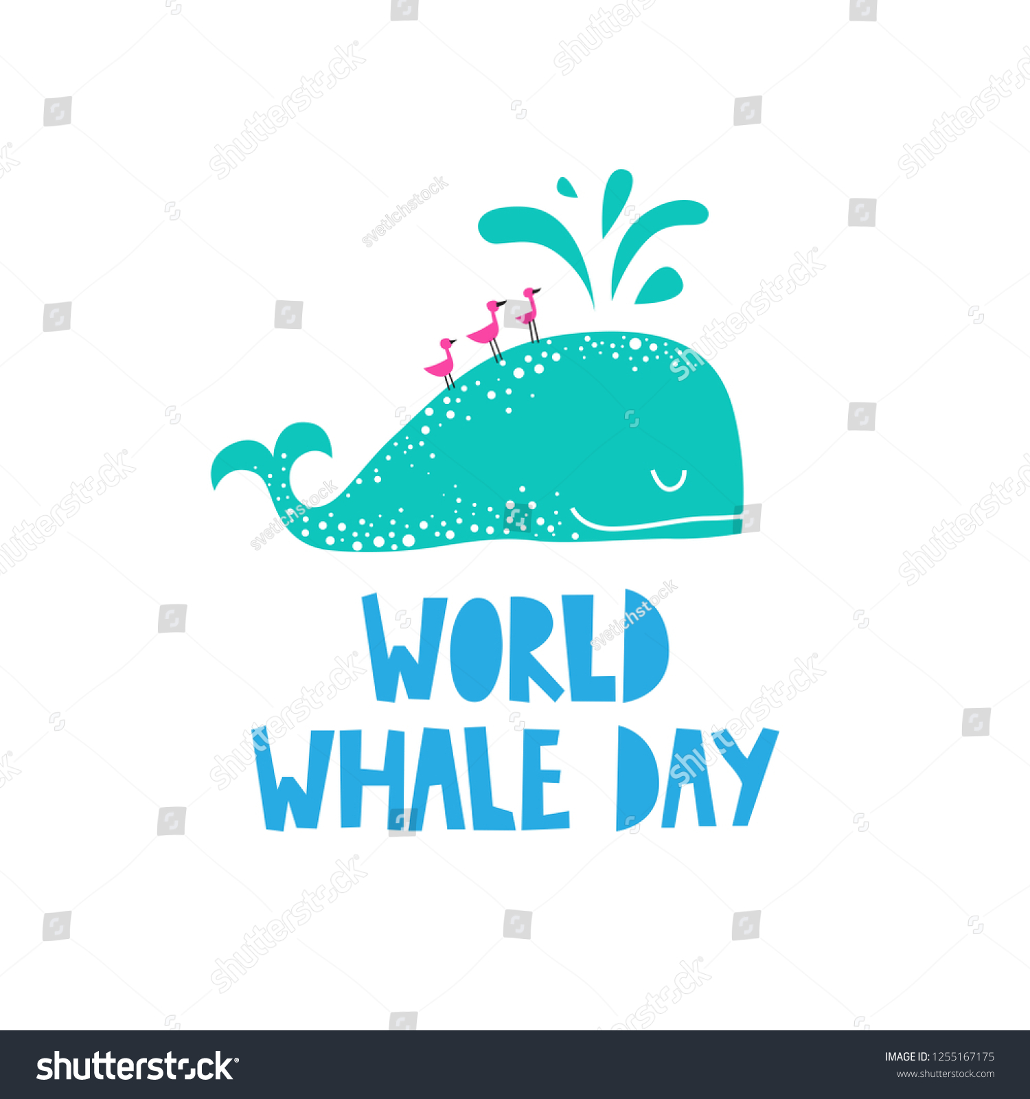 World Whale Day Card Emblem Sign Stock Vector (Royalty Free) 1255167175