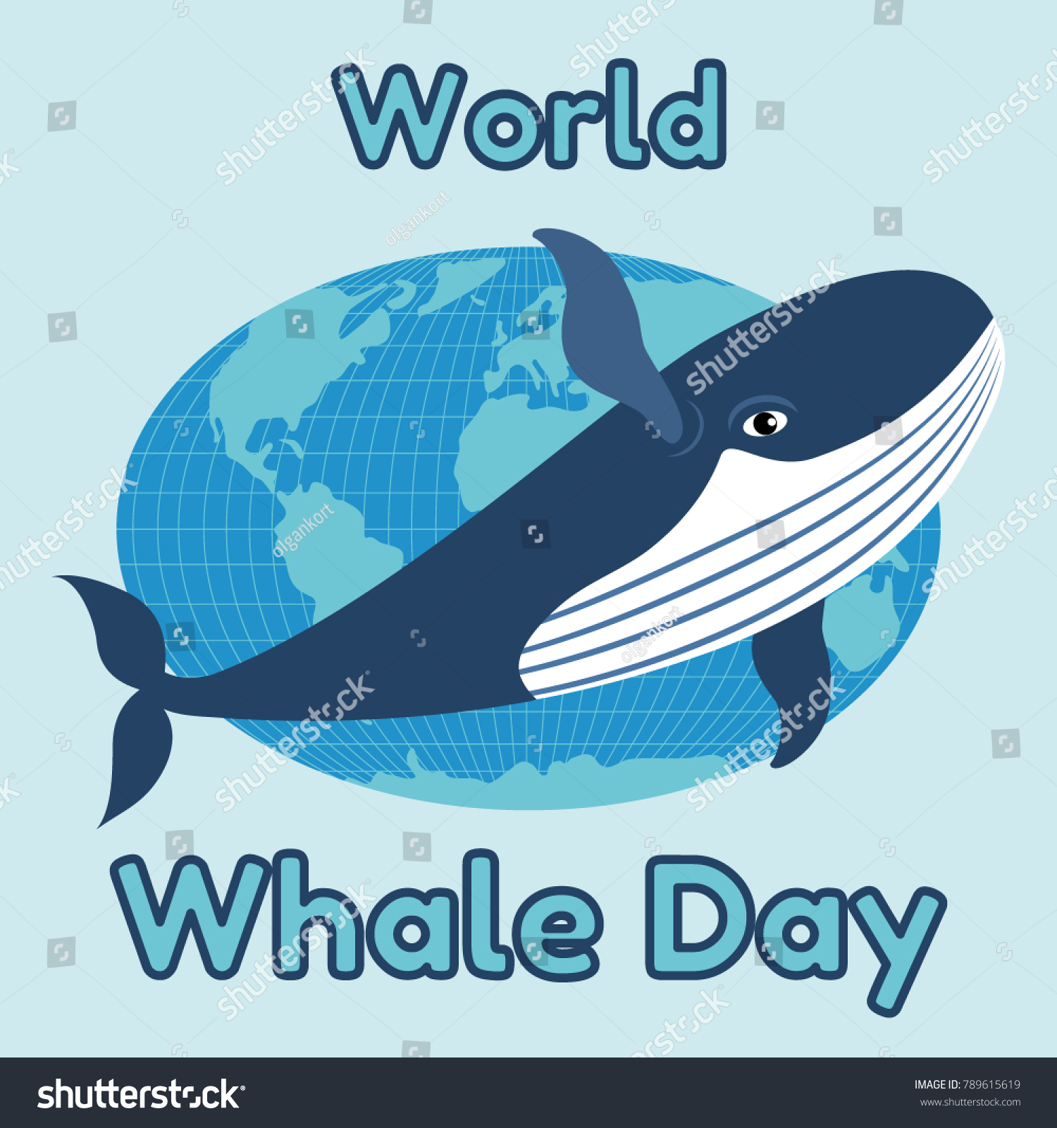 World Whale Day Emblem Card Banner Stock Vector (Royalty Free) 789615619