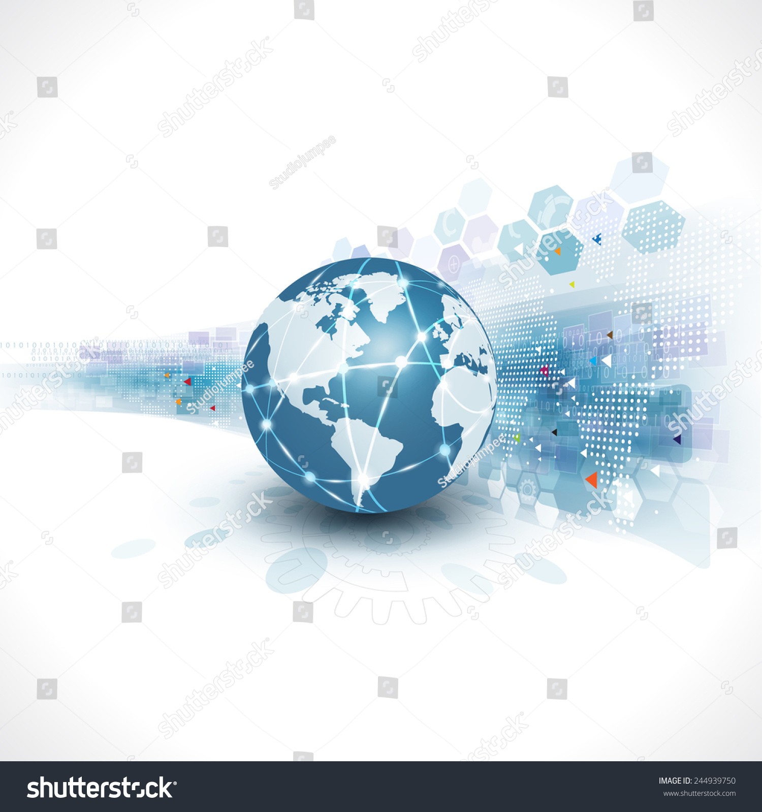 World With Abstract Futuristic Graphic Template For Corporate Tech And ...