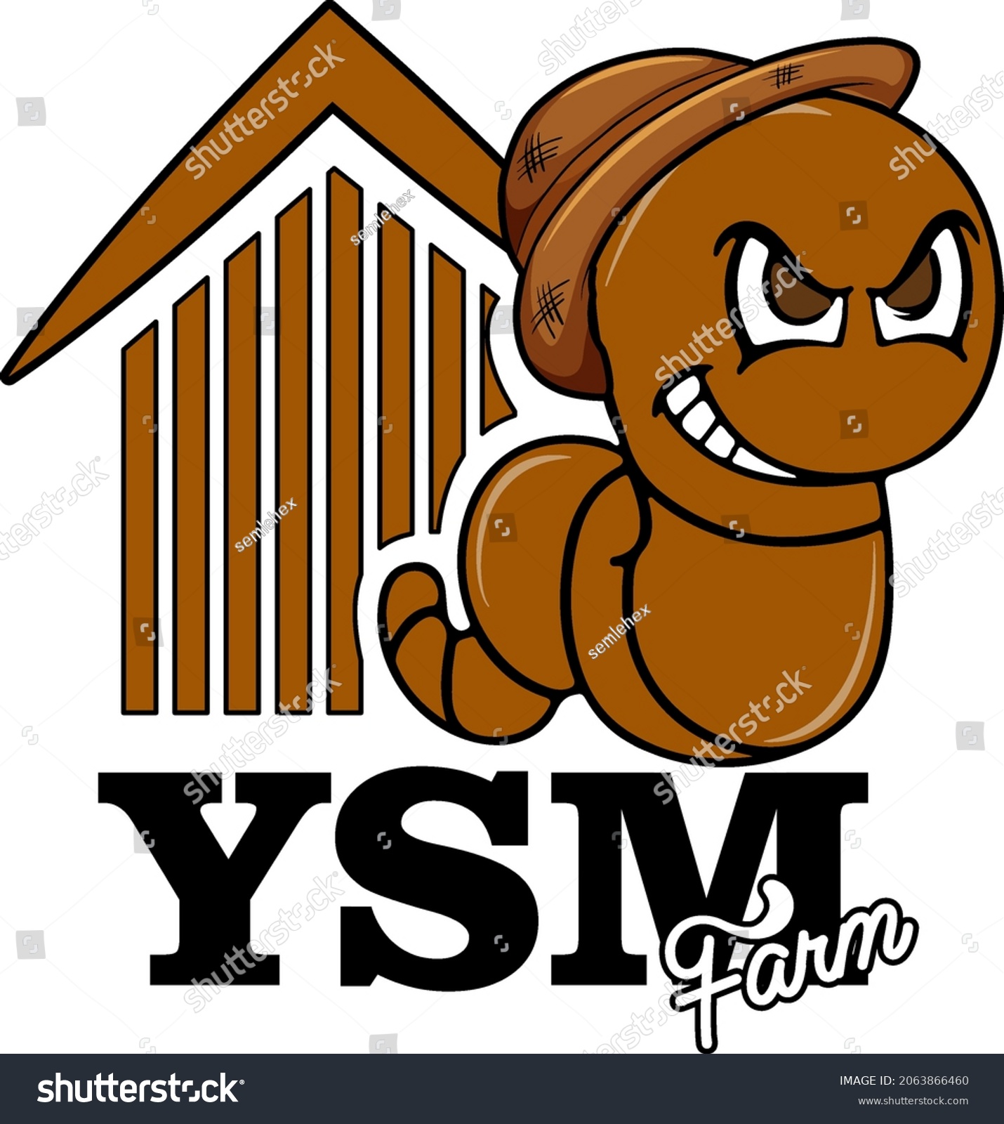 Worm Farm Logo Character Vector Stock Vector (Royalty Free) 2063866460