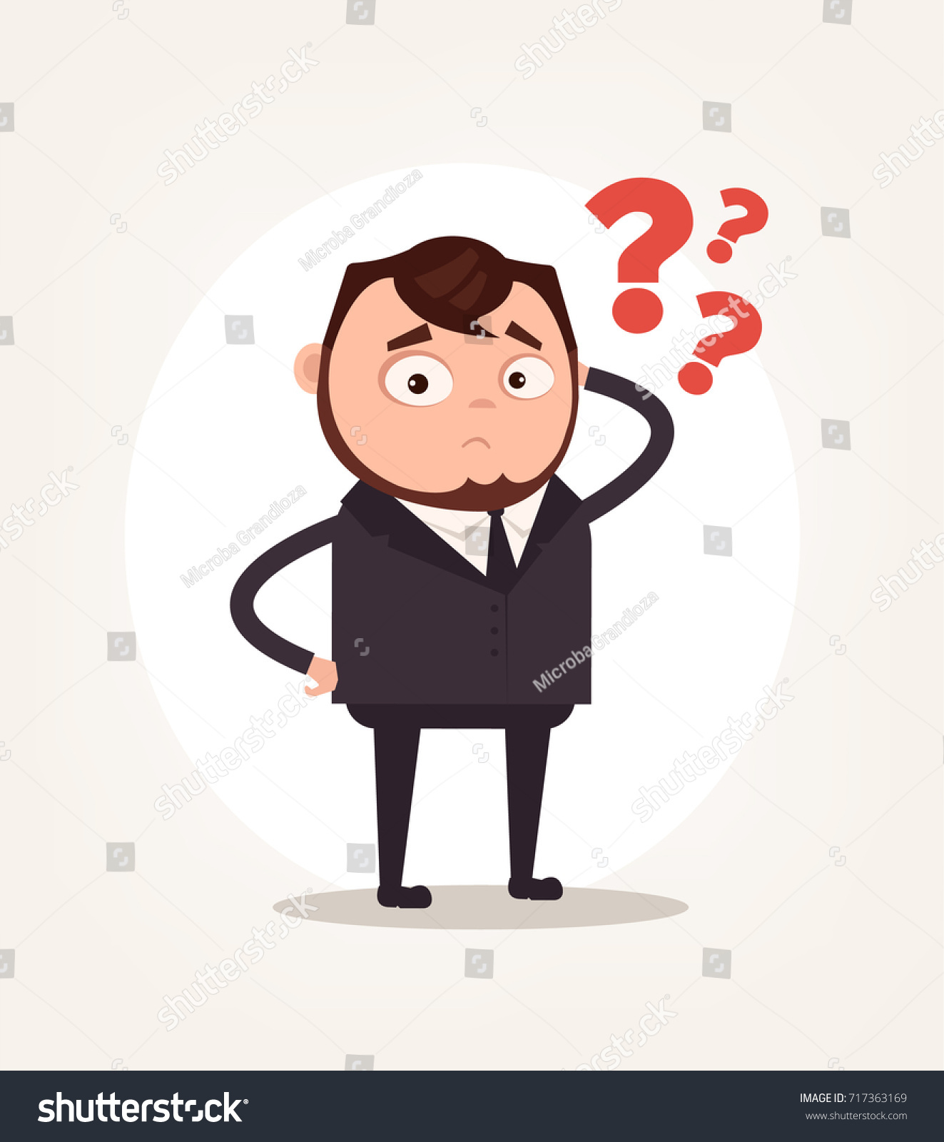 Worry Confused Office Worker Businessman Character Stock Vector 