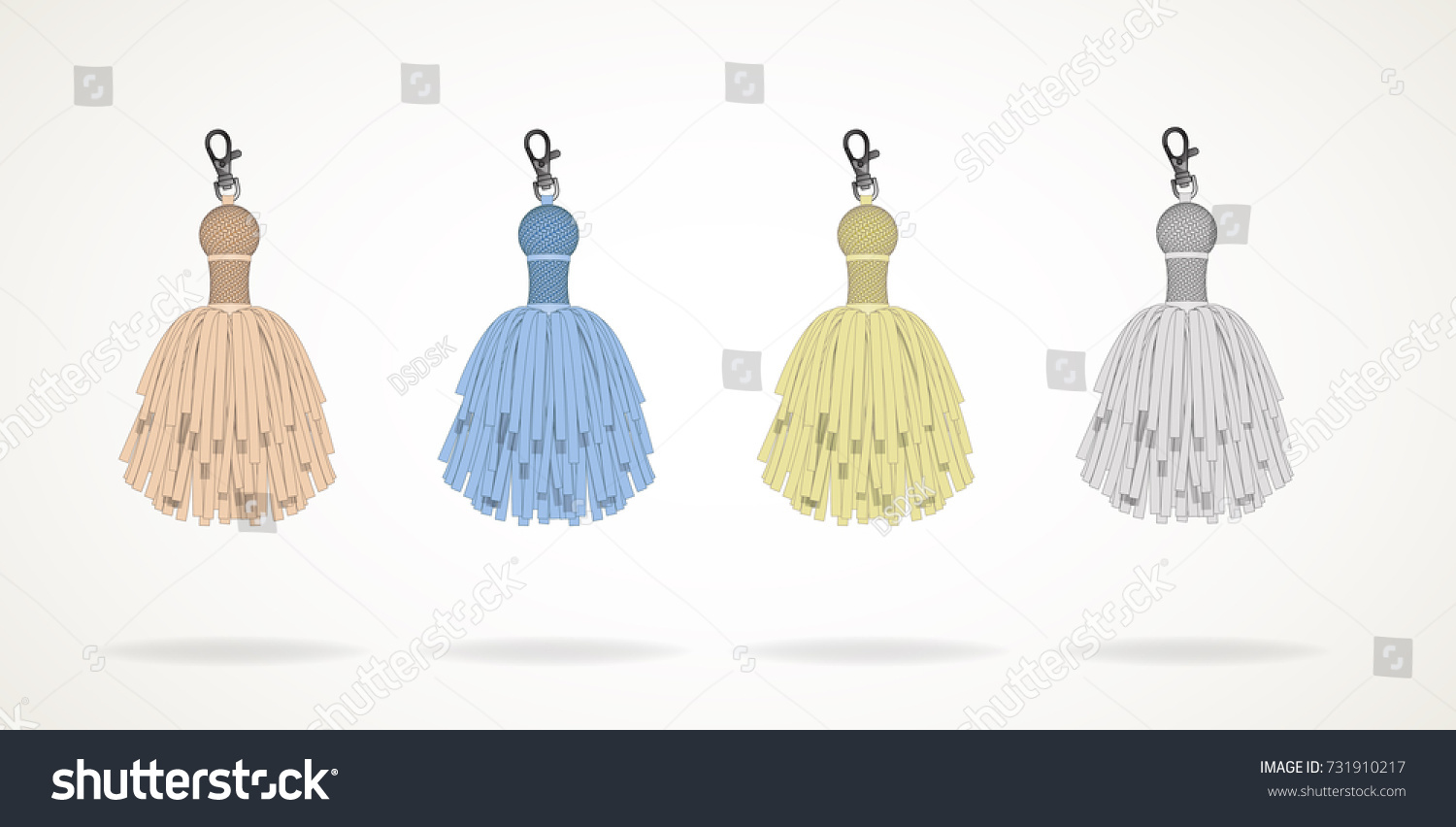 Woven Tassels Illustration Accessories Zipper Pull Stock Vector
