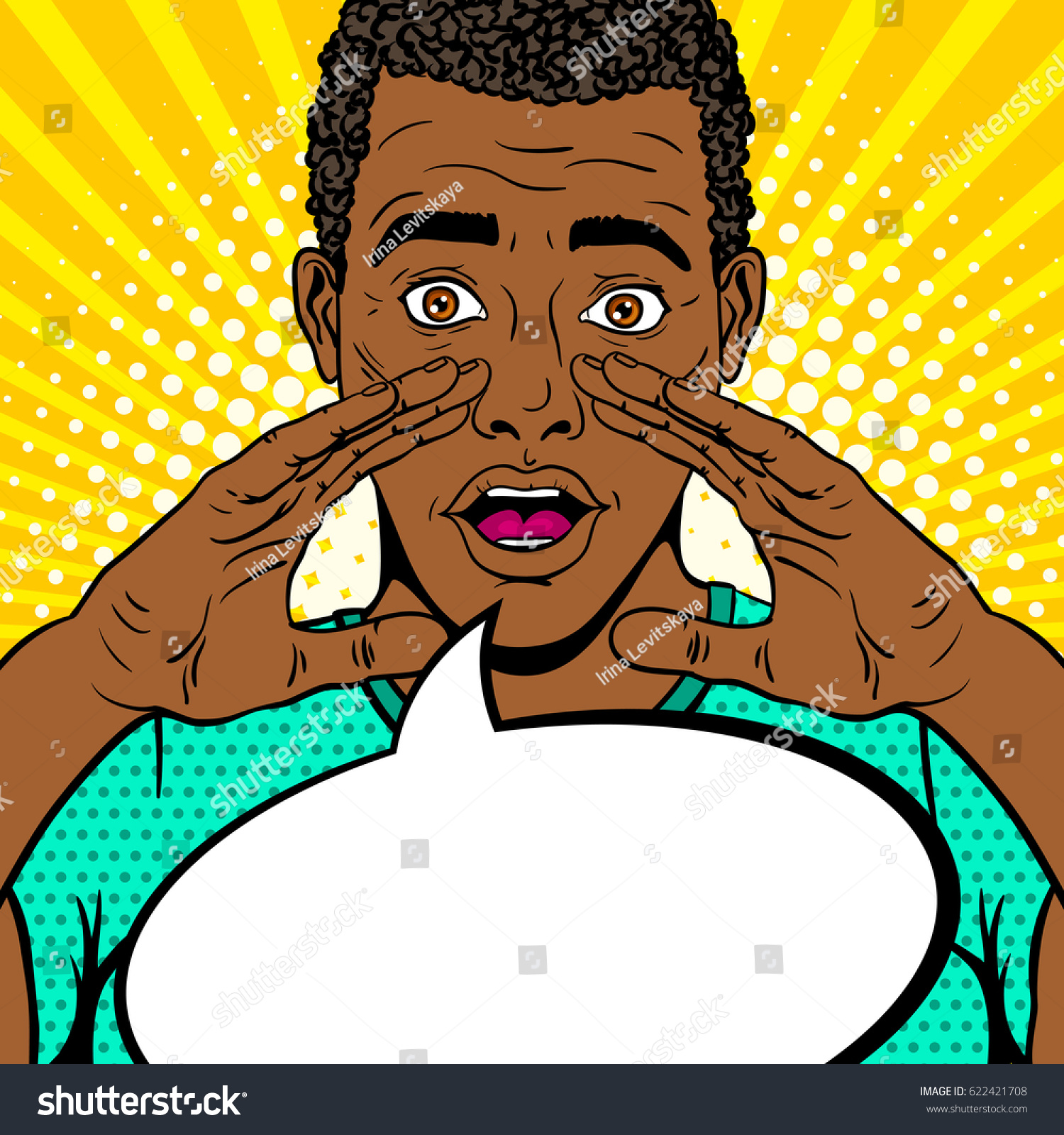 Wow Face Young Surprised Afro American Stock Vector (Royalty Free ...