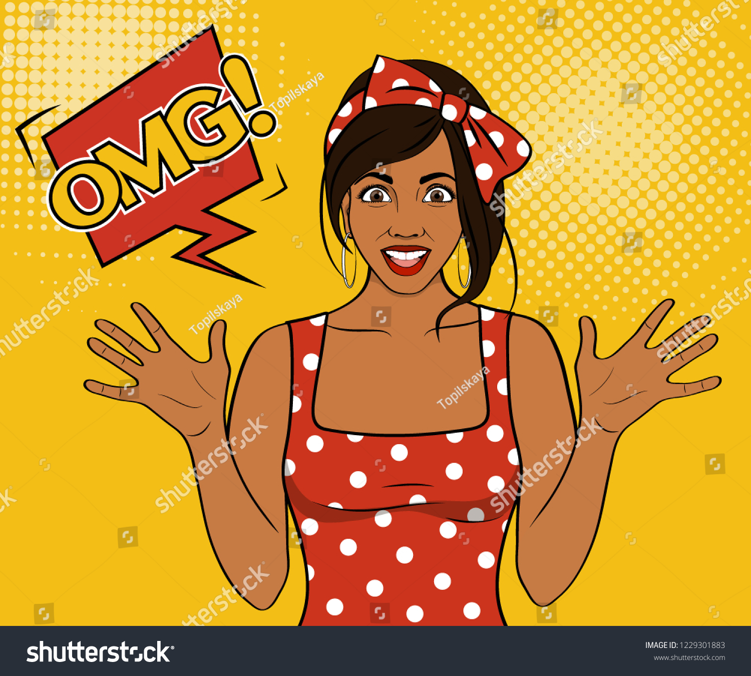 Wow Pop Art Face Sexy Surprised Stock Vector Royalty Free 1229301883