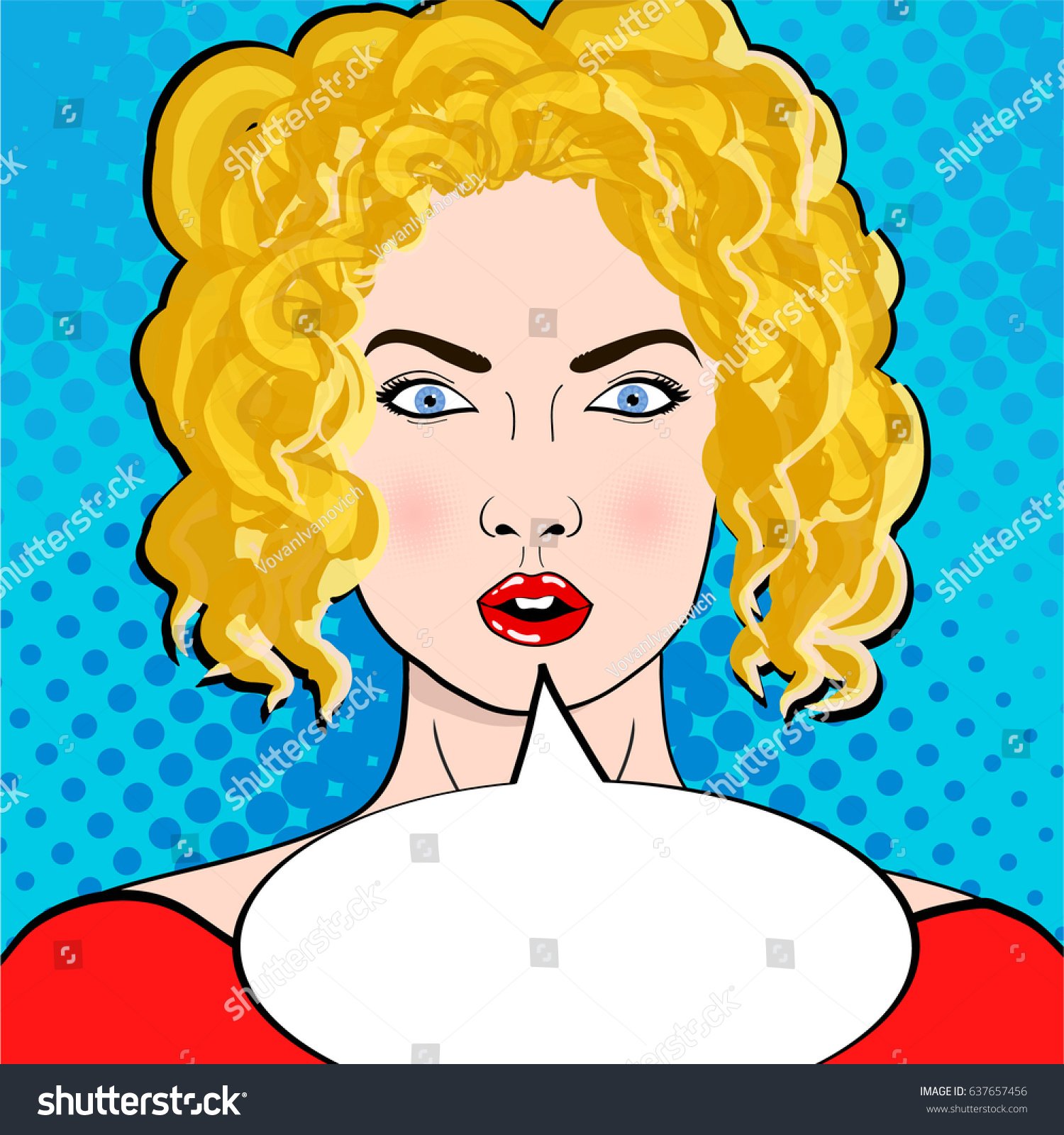 Wow Pop Art Female Face Sexy Stock Vector Royalty Free 637657456