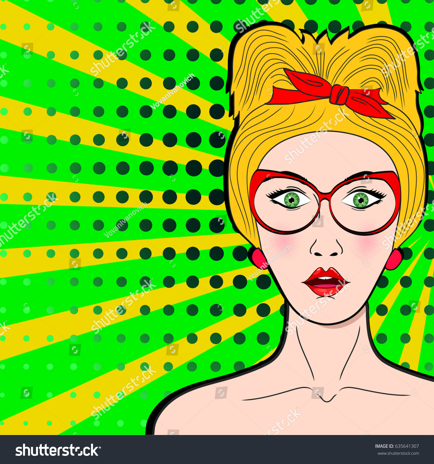 Wow Pop Art Female Face Sexy Vector De Stock Libre De Regalías