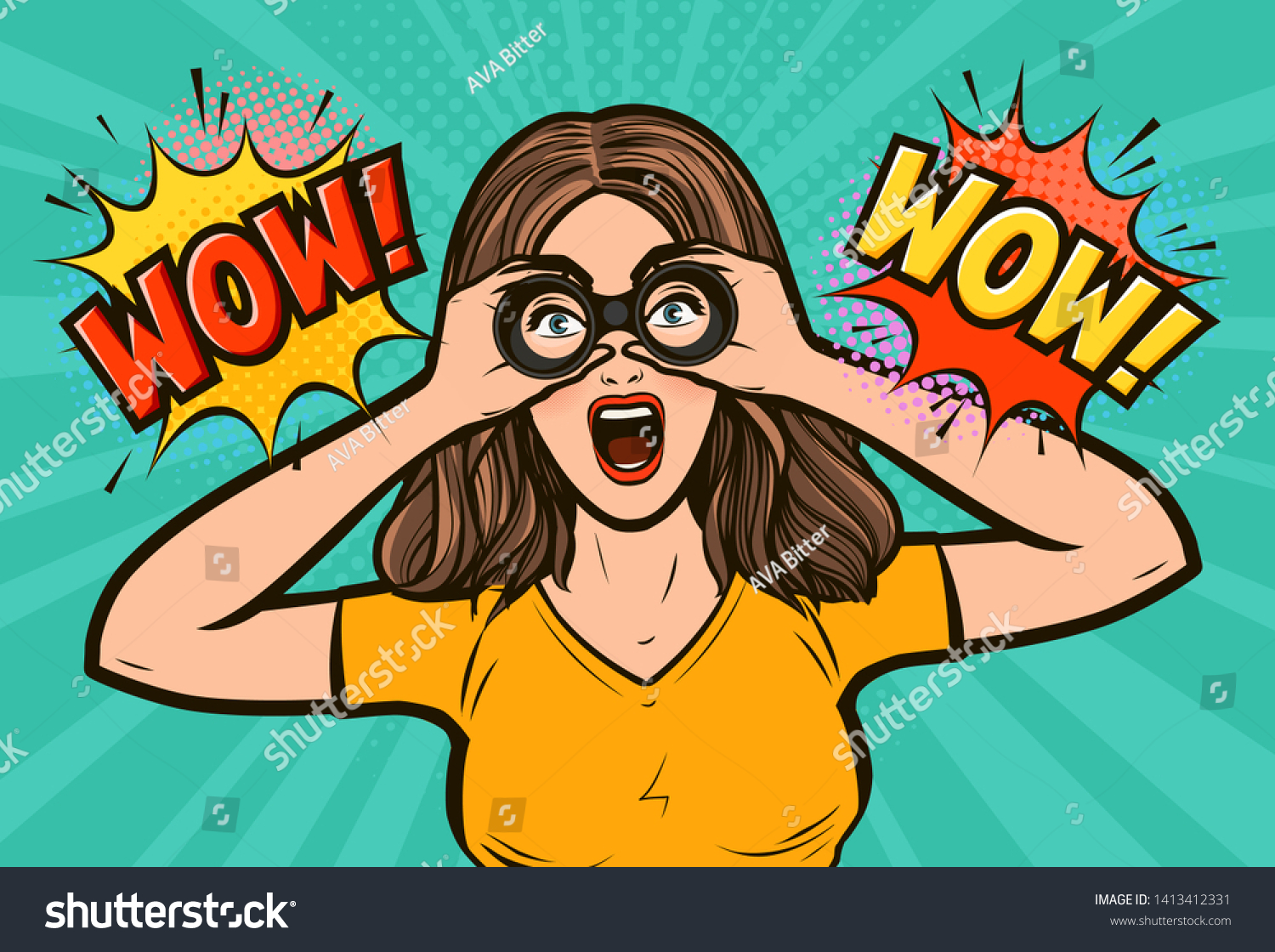 Wow Sexy Surprised Woman Open Mouth Stock Vector Royalty Free 1413412331 Shutterstock 2622