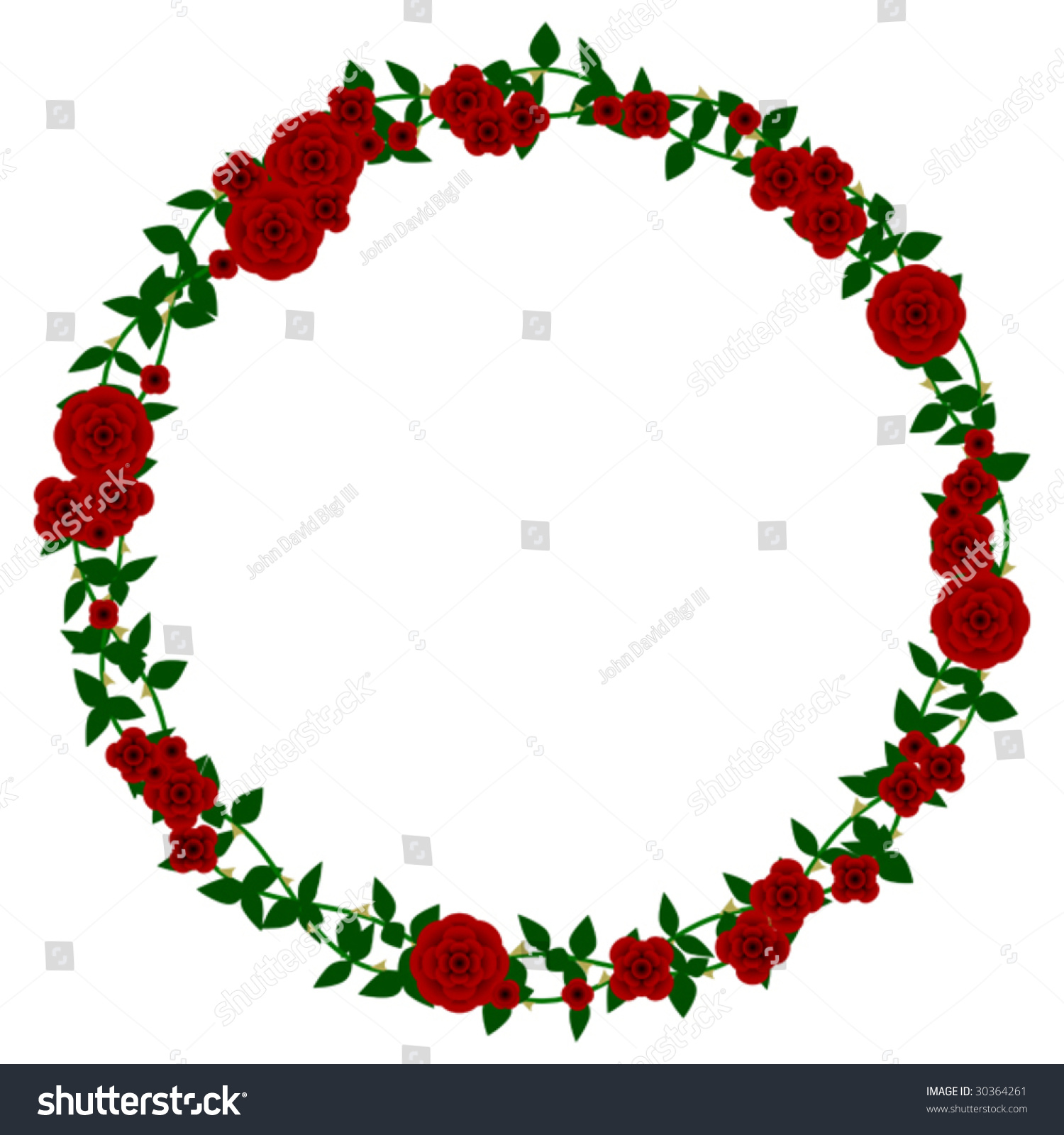 Wreath Vector Roses Thorny Vines Stock Vector 30364261 Shutterstock