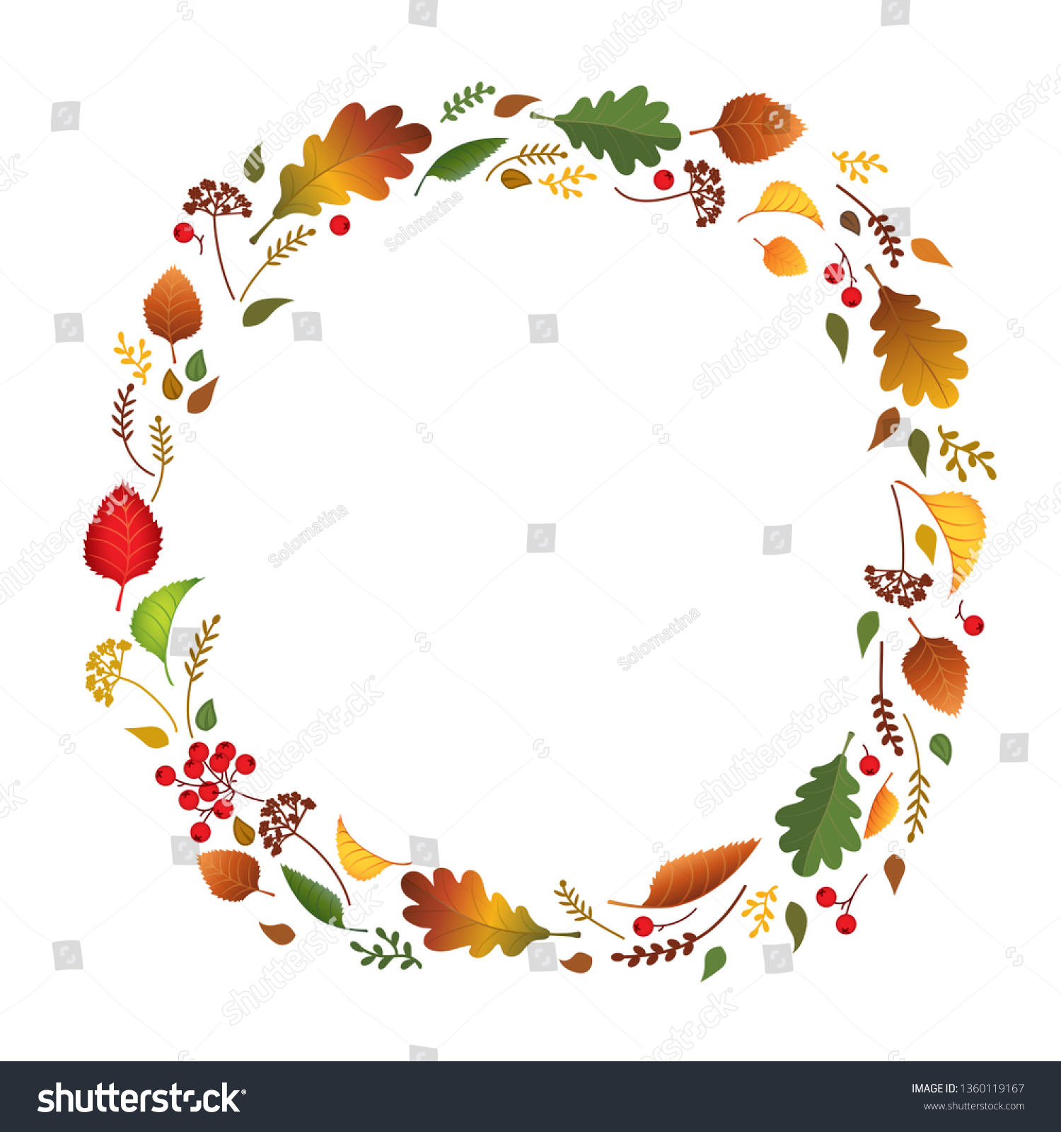 Wreath Autumn Leaves Happy Thanksgiving Banner Stock Vector Royalty Free 1360119167