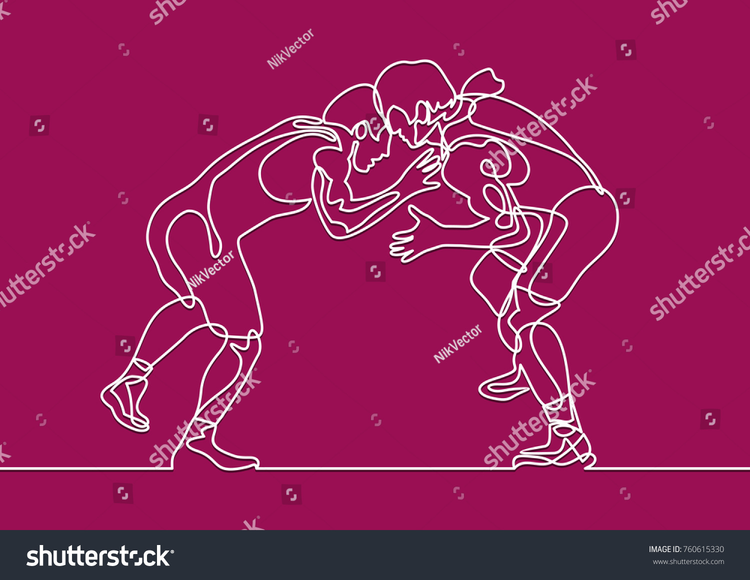 Wrestling Vectorcontinuous Line Drawing Stock Vector Royalty Free