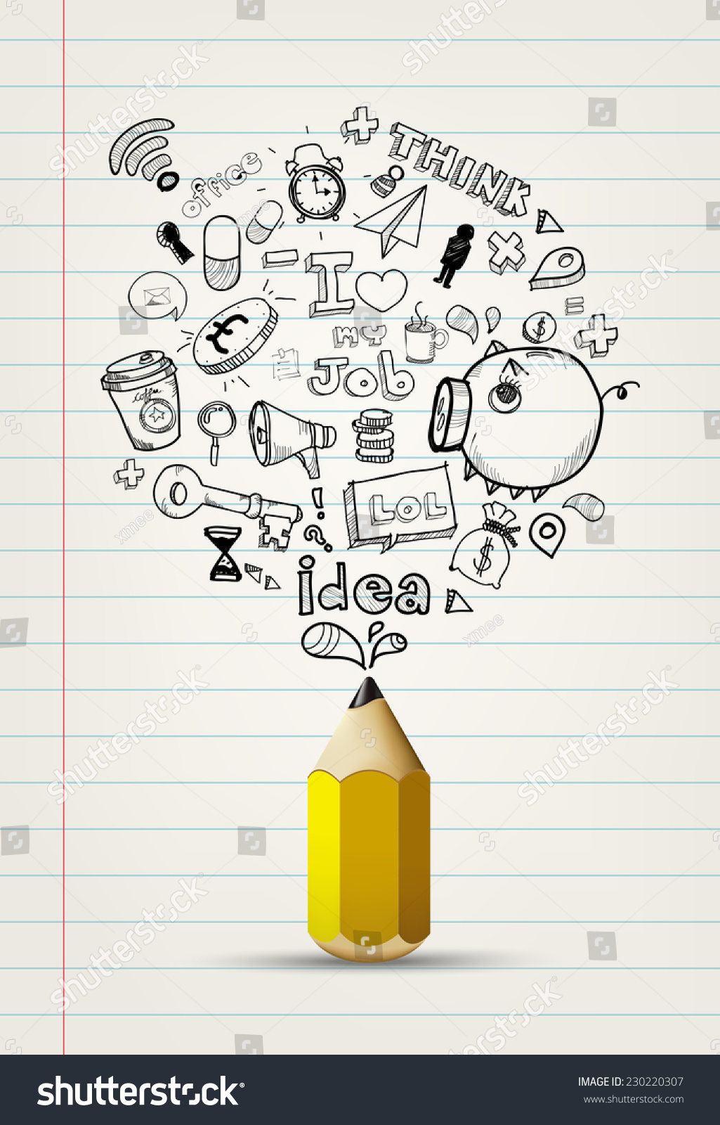 Write Doodle Idea On Notebook Paperwrite Stock Vector (Royalty Free ...