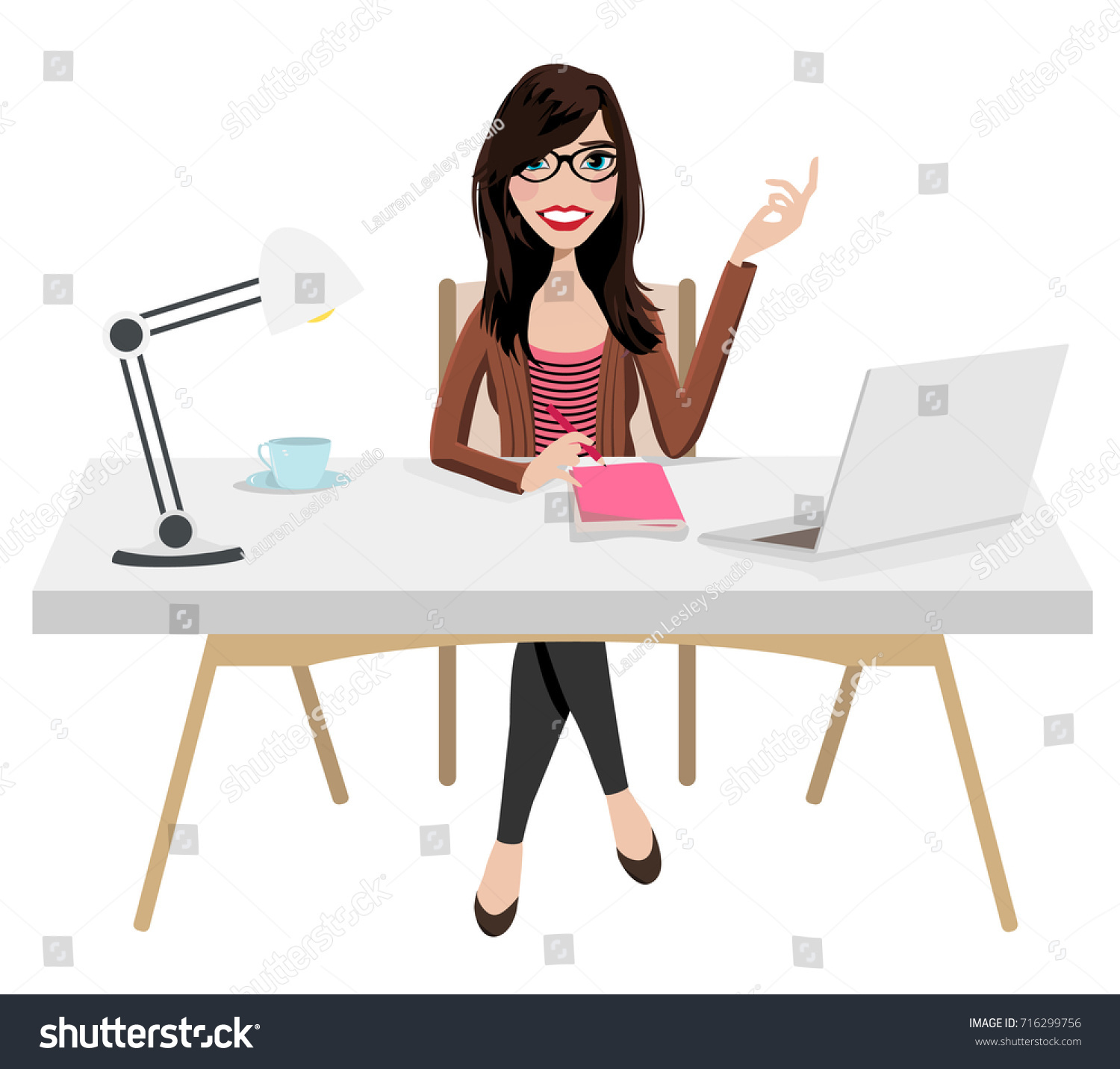 Writer Home Office Blogger Work Home Stock Vector Royalty Free