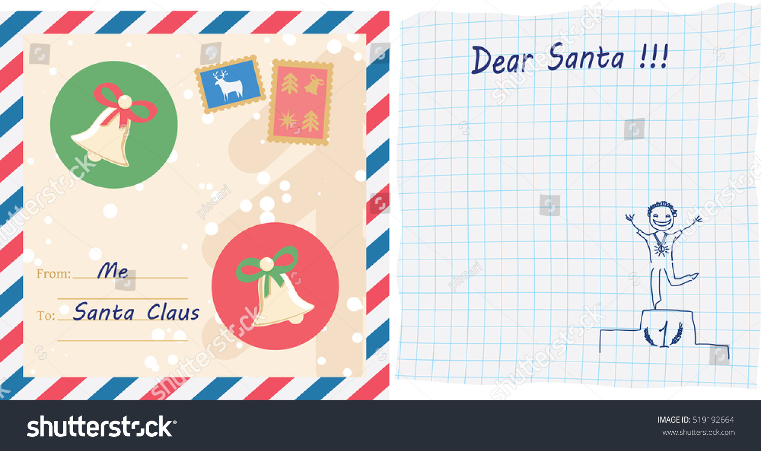 writing letter santa claus postal envelope stock vector 519192664 write a letter to santa claus