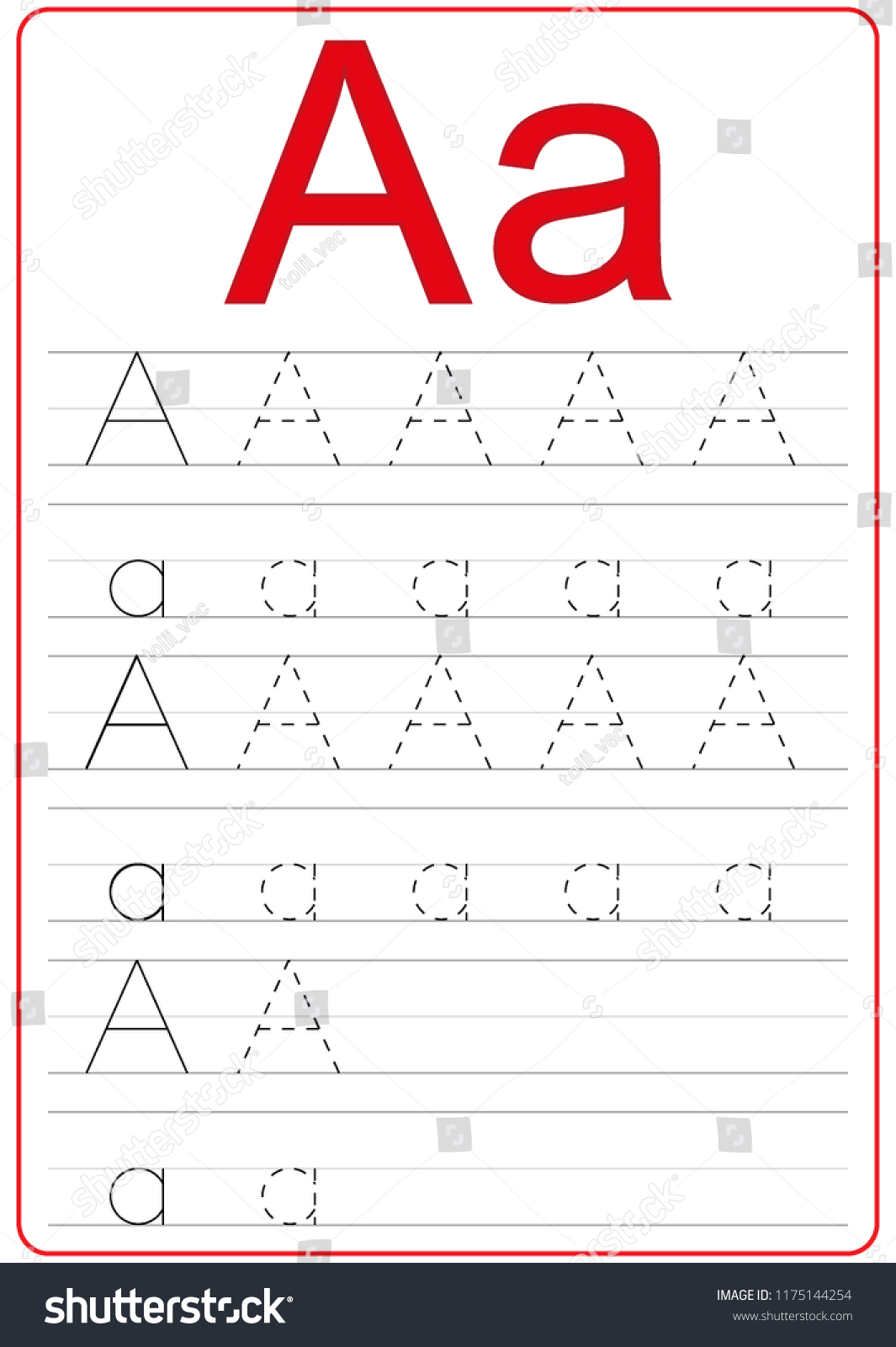 Writing Az Alphabet Exercises Game Kids Stock Vector (Royalty Free
