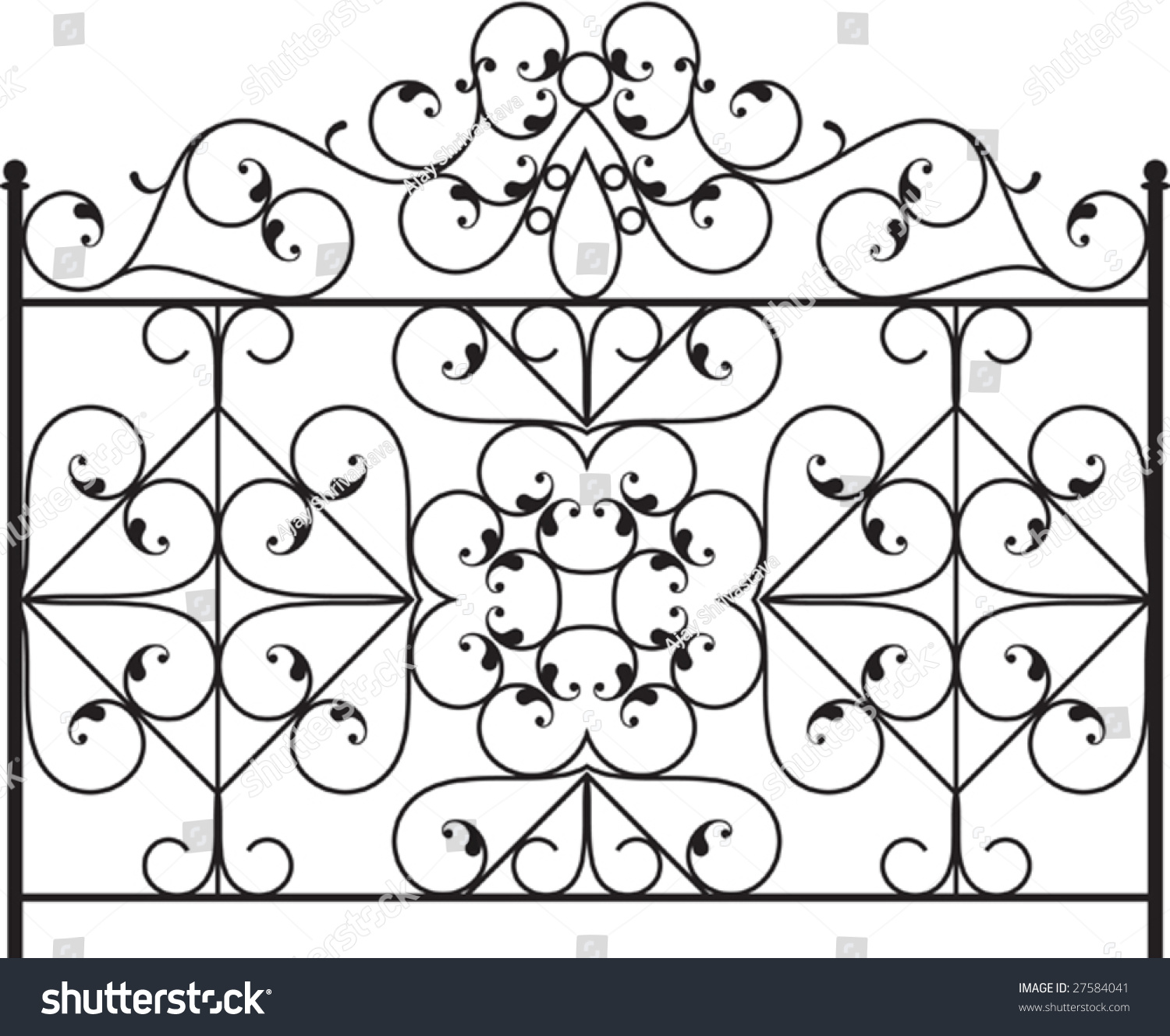 Wrought Iron Gate, Fence Design Stock Vector Illustration 27584041 ...