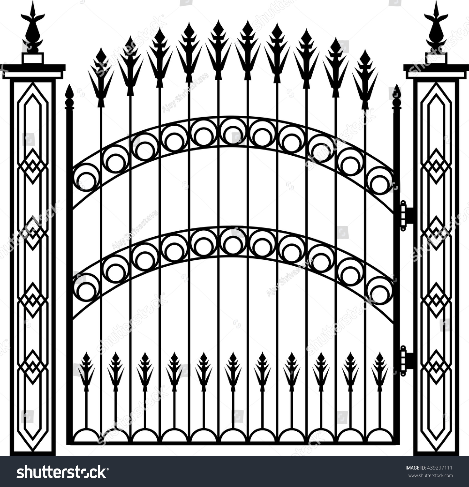 Wrought Iron Gate Pillar Vector Illustration Stock Vector (Royalty Free ...