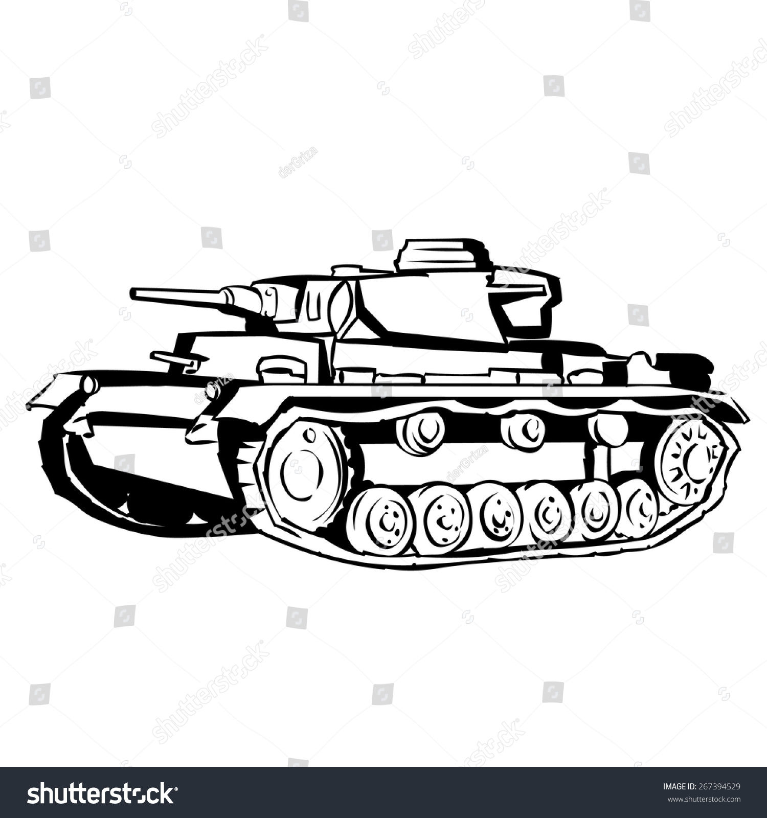 Ww2 German Medium Tank Hand Drawn Stock Vector (Royalty Free) 267394529