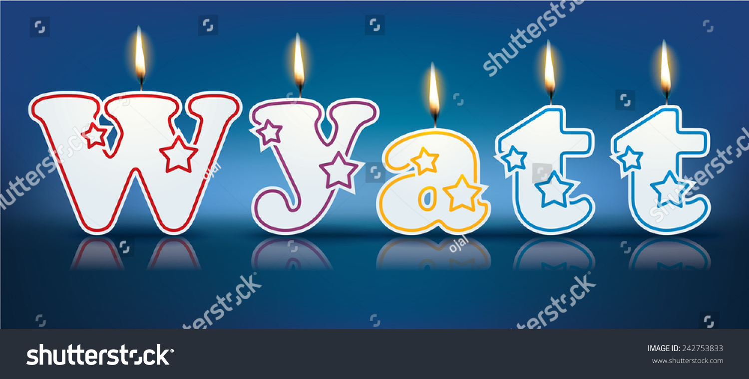 SVG of WYATT written with burning candles - vector illustration svg