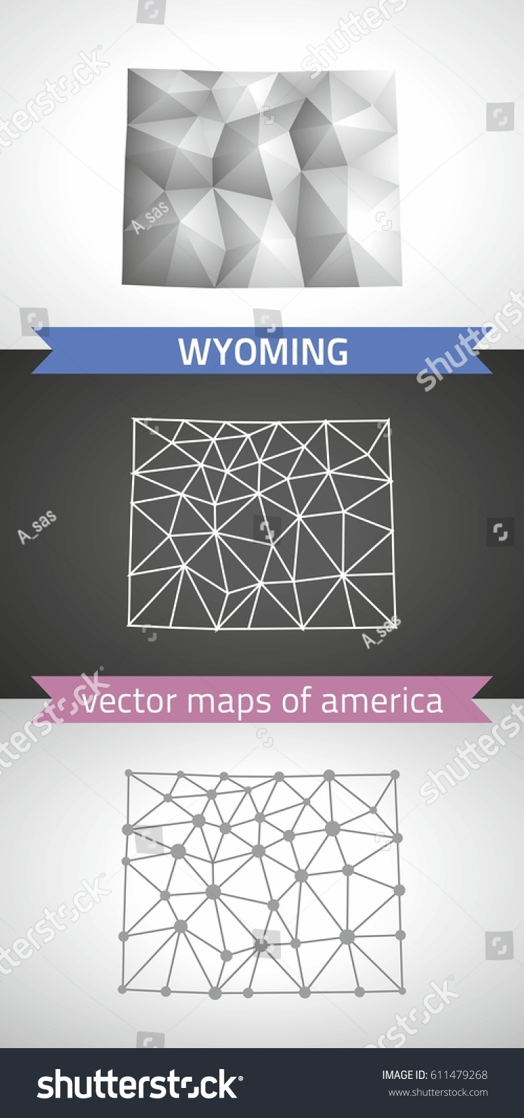 Wyoming Collection Vector Design Modern Maps Stock Vector Royalty Free   Stock Vector Wyoming Collection Of Vector Design Modern Maps Gray And Black And Silver Dot Outline Mosaic D Map 611479268 