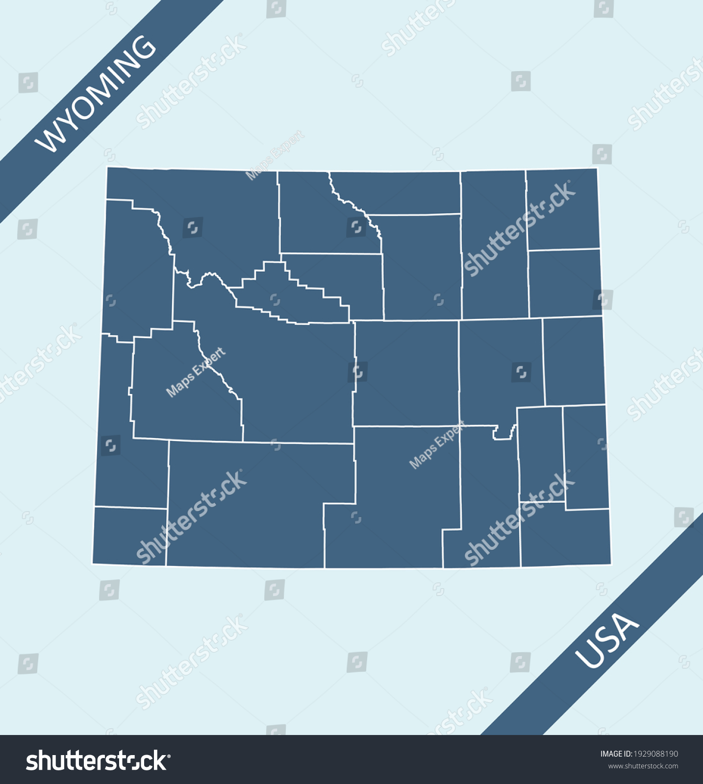 Wyoming Counties Map Outlines Blank   Stock Vector Wyoming Counties Map Outlines Blank 1929088190 