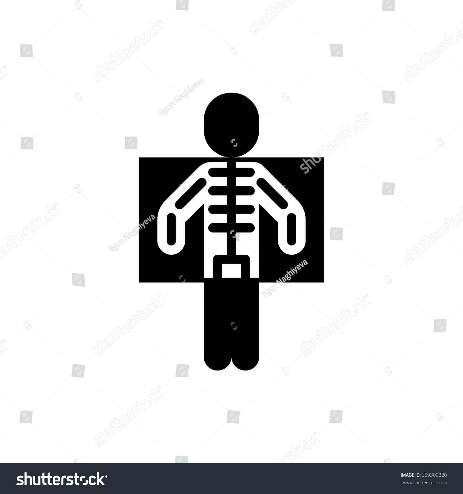 black x-ray of human skeleton clip art preview