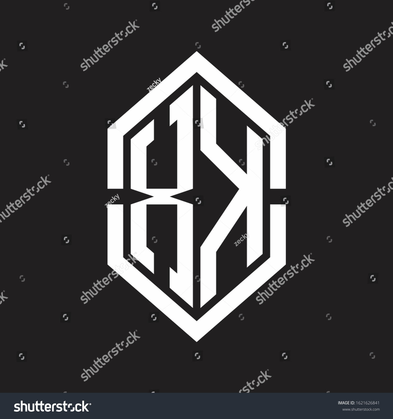Xk Logo Monogram Hexagon Shape Outline Stock Vector (Royalty Free ...