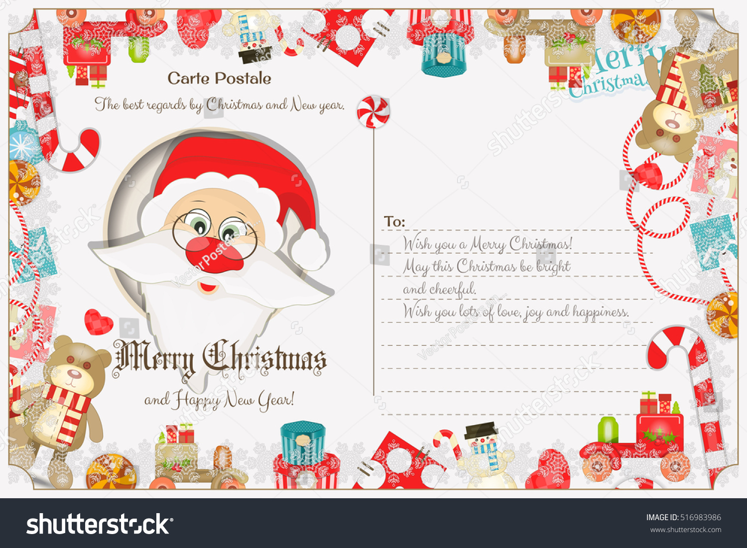 xmas postcard christmas new years greeting stock vector royalty christmas picture postcard