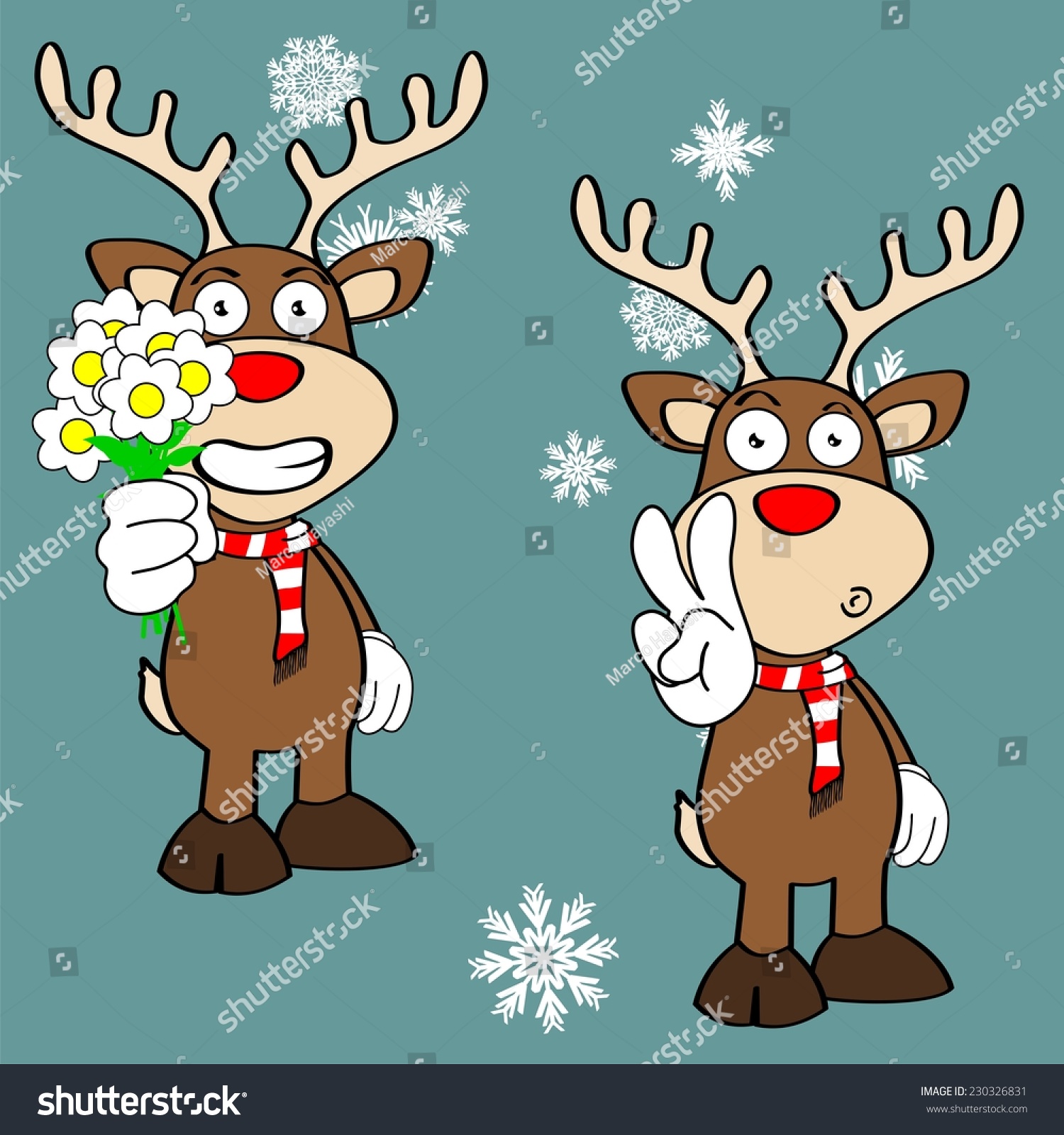xmas reindeer cartoon expression set in vector format very easy to edit