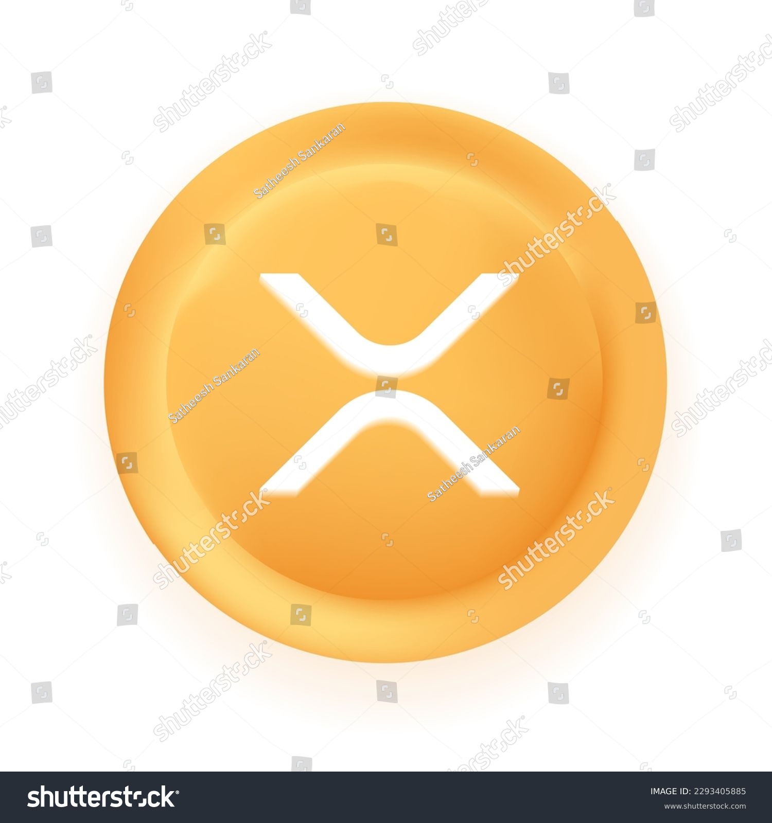 SVG of Xrp (XRP) crypto currency 3D coin vector illustration isolated on white background. Can be used as virtual money icon, logo, emblem, sticker and badge designs. svg