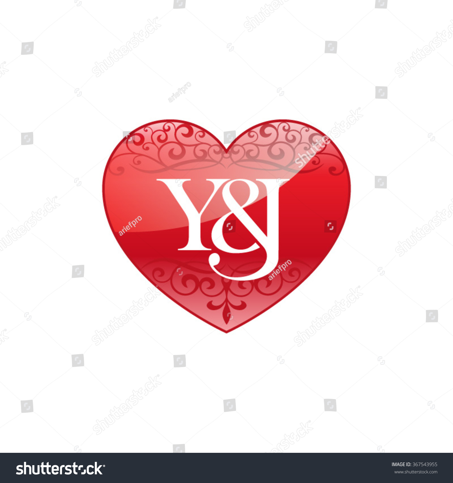 Yj Initial Letter Logo Ornament Heart Stock Vector Royalty Free