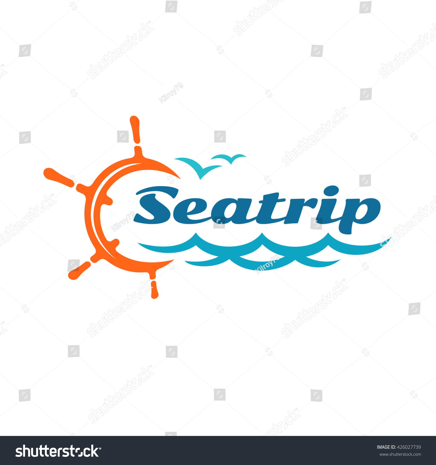 Yacht Helm Wheel Logo Marine Sea Stock Vector (Royalty Free) 426027739