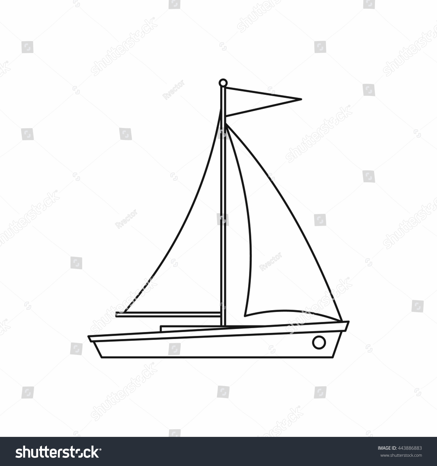 Yacht Icon Outline Style Isolated On Stock Vector 443886883 - Shutterstock