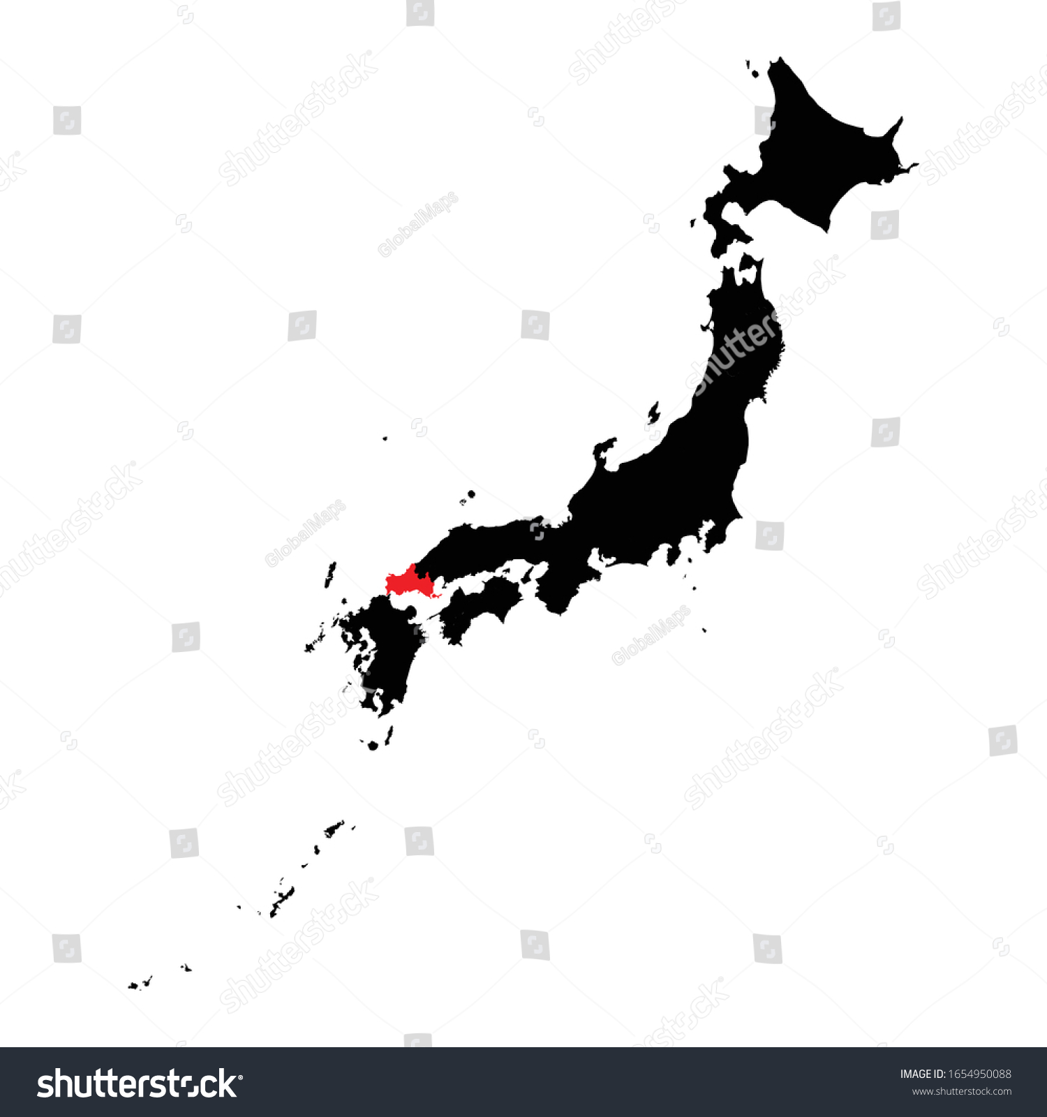 Yamaguchi Prefecture Highlighted On Japan Map Stock Vector (Royalty